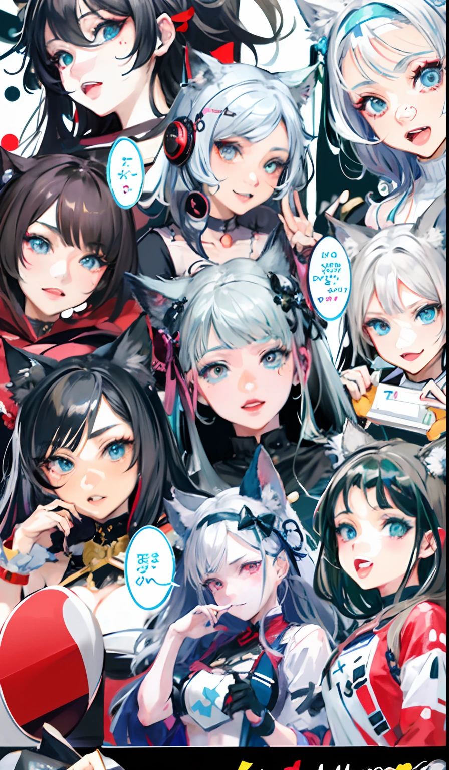 a close up of a bunch of anime characters with gray hair colors and cat ear, extremely detailed artgerm, artgerm style, artwork in the style of guweiz, trending on artstation pixiv, trending artgerm, kawacy, ig model | artgerm, ! dream artgerm, style artgerm, style of artgerm