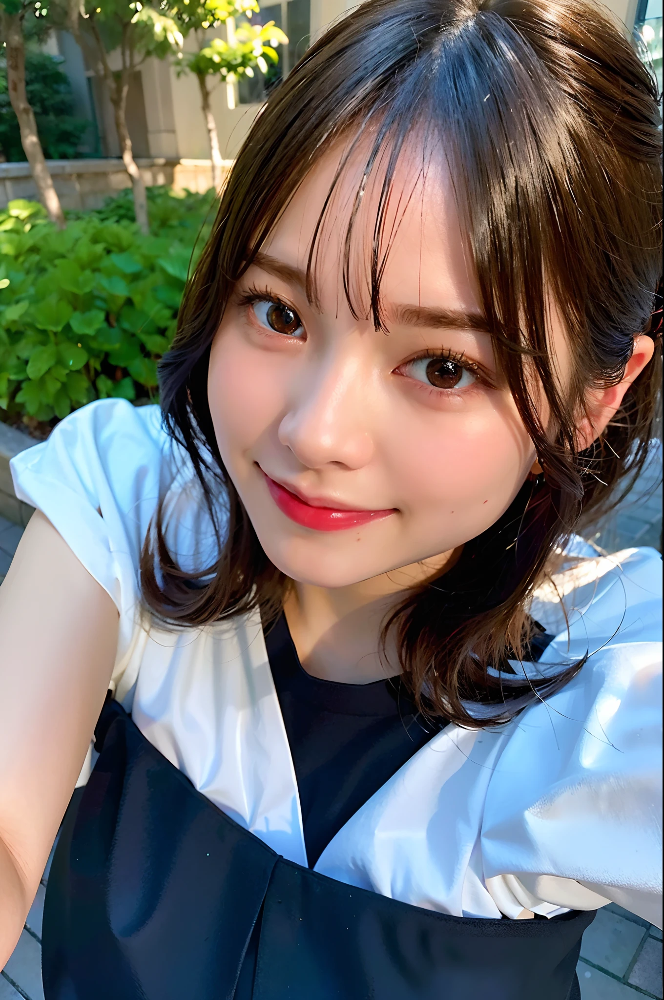 (top-quality、8K、32K、masuter piece、nffsw:1.2)、profile、(slim figure:1.2)、(s lips) 、18year old、Show your teeth and smile、耳Nipple Ring、Colossal tits、二重まぶた、shinny skin、Realistic rays、mare、beauitful face、(A smile:1.3)、crouching down、(From above:1.2)、(a closeup:1.4)、blurry backround、(Front Focus)、(Dark: 1.6)、Fantasy Art、photoRealstic、Professional Lighting、extra detailed face、Award-winning、deep-shadows、Colorful flower garden