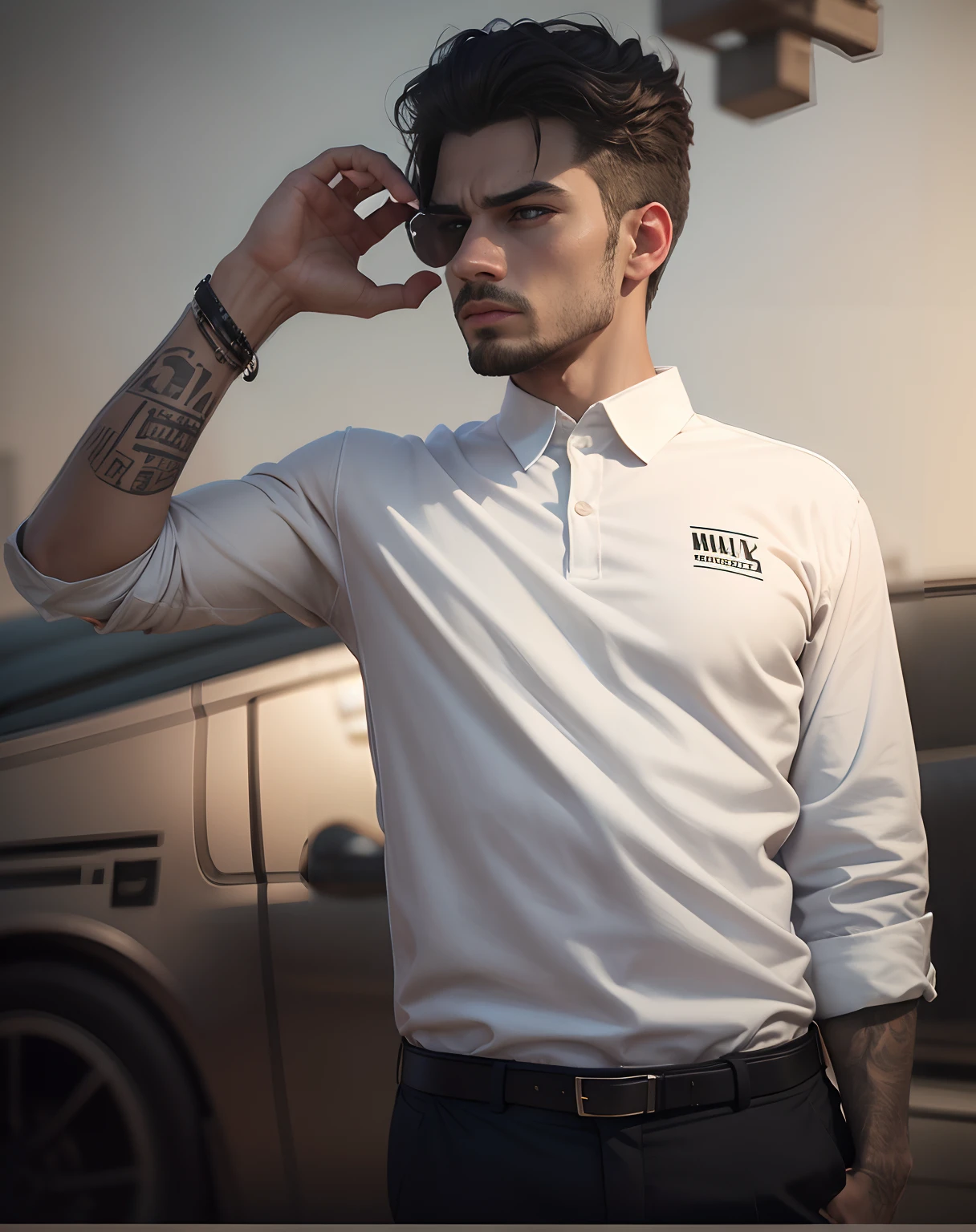 make it realistic change background and shirt colour and make it gangster type