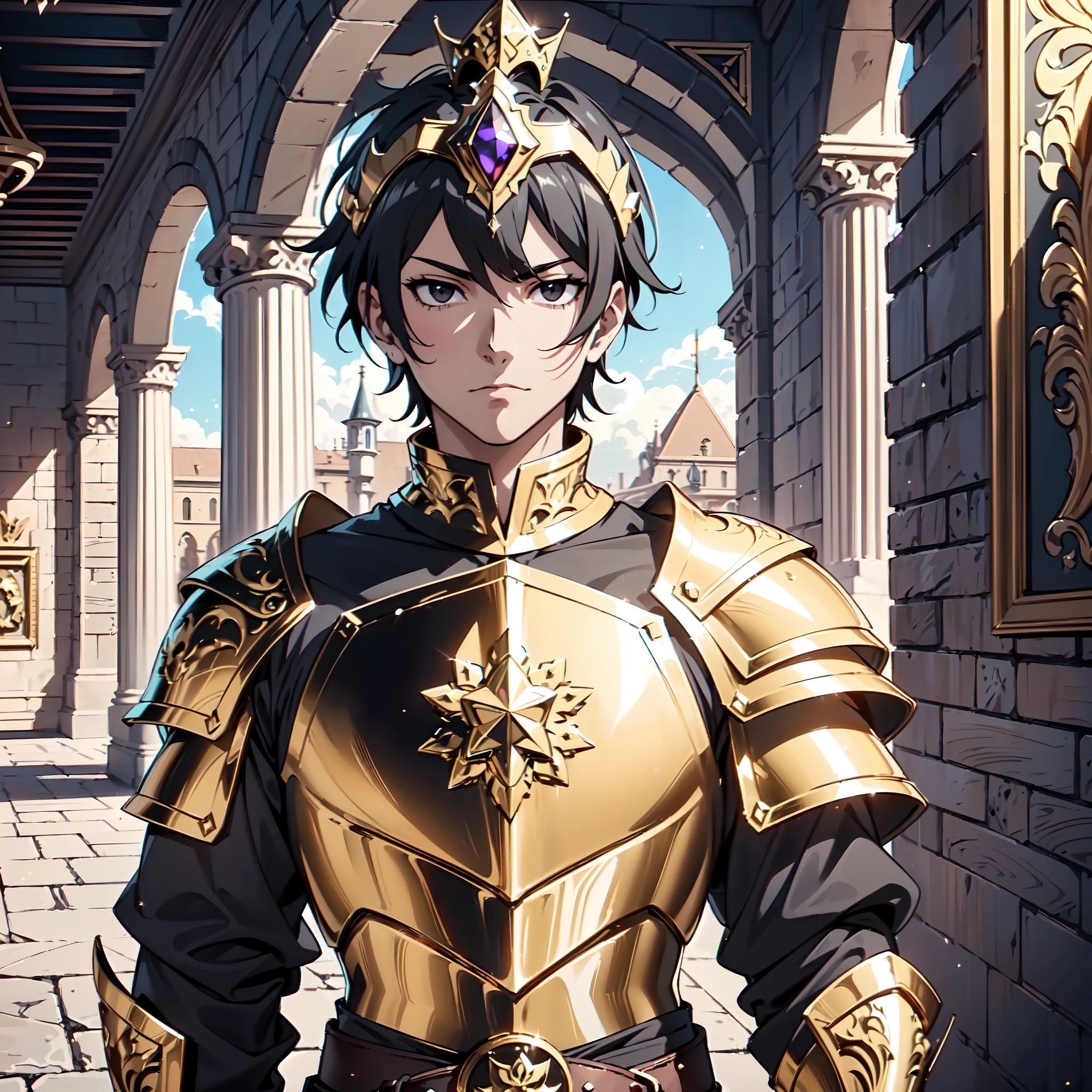 128K Ultra High Definition,
128K Ultra High Quality,
128K Ultra High Resolution,
Best Definition,
Best Quality,
Best Resolution,
Perfectly Detailed,
Perfectly Designed,
Extremely Detailed,
Extremely Designed,
Hyper Detailed,
Hyper Definition,
Hyper Quality,
Hyper Resolution,
Masterpiece,
(((Anime))),
Body Shot,
(((Boy))),
Handsome,
Muscular Body,
(((Black Short Hair))),
(((Black Eyes))),
(((Hyper Detailed & Perfectly Designed Gold Armor Plates))),
(((Hyper Detailed & Perfectly Designed Engraving Jeweled Baron Armor With Headpiece))),
(((Inside Of Medieval Royal Palace Background Scenery))),