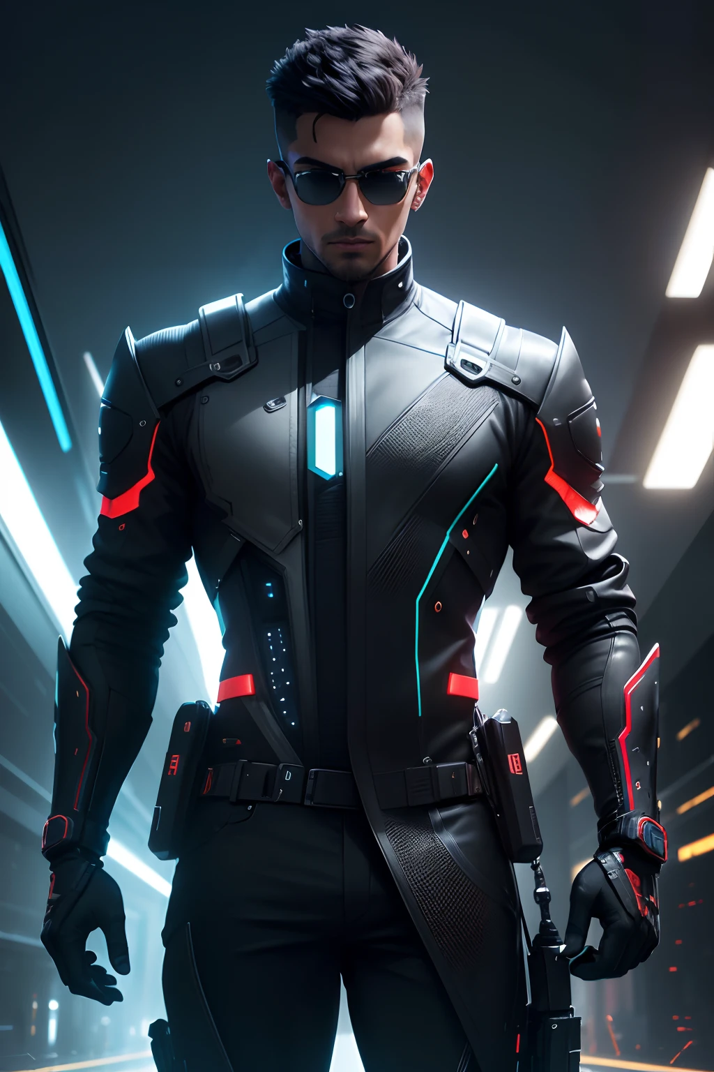 (highres:1.2), vibrant colors, detailed engineer man, cool black effect, modern technology, futuristic setting, sleek design, innovative gadgets, advanced machinery, professional work environment, focus on precision, dynamic composition, intense contrast, dramatic lighting, expert craftsmanship, meticulous attention to detail, cutting-edge technology, urban backdrop, stylish attire, confident posture, concentrated expression.