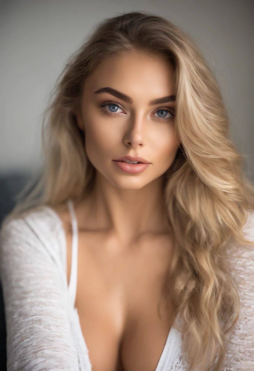 Oman with matching tank top and panties, fille sexy aux yeux bleus, Portrait Sophie Mudd, Portrait de Corinna Kopf, cheveux blonds et grands yeux, selfie of a young woman, ohne Maquillage, maquillage naturel, Look directly into the camera, Visage avec Artgram, dezentes Maquillage, Superbe photo du corps entier, dans la chambre, gros seins, Blonde, Latin