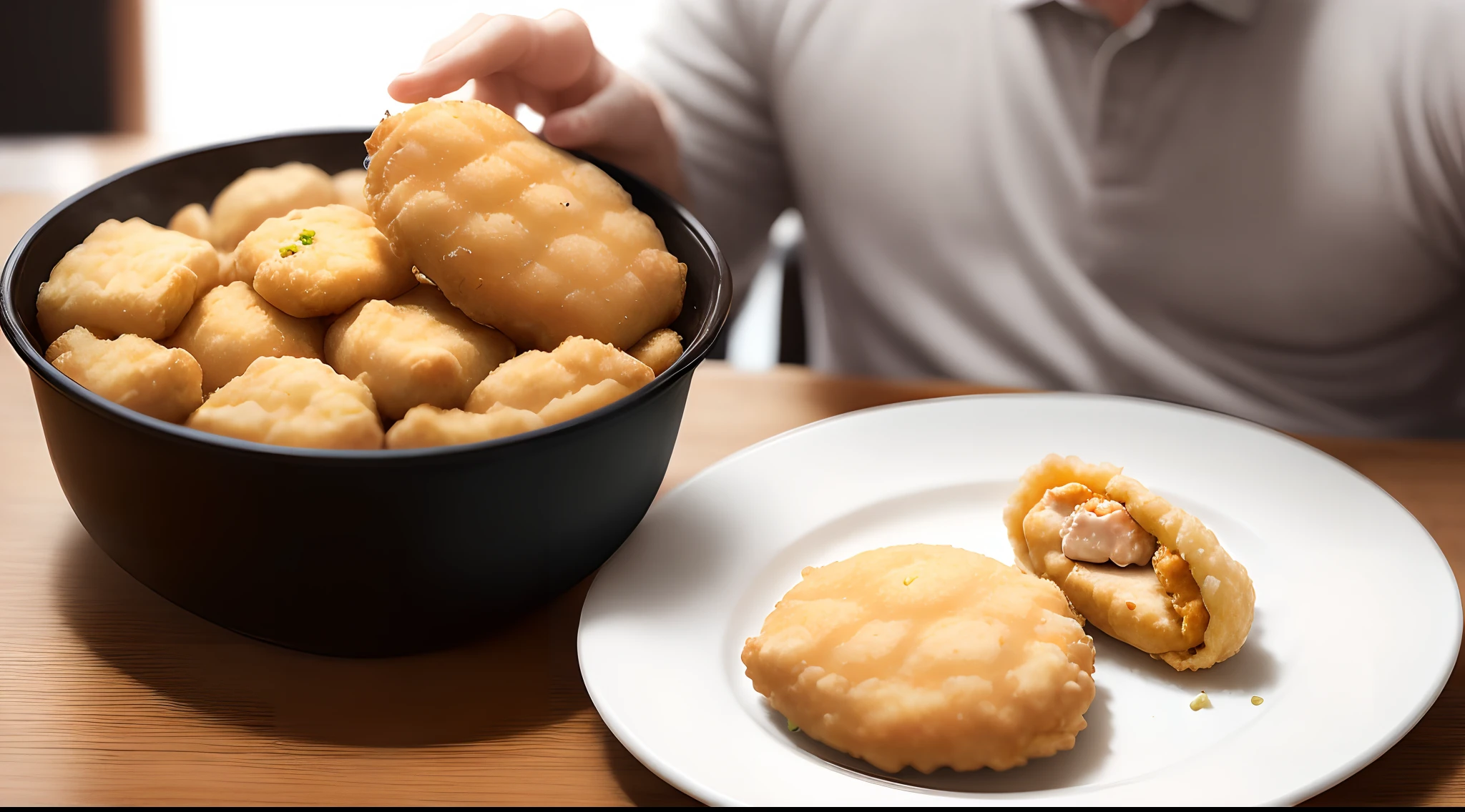 Man impregnating chicken nugget