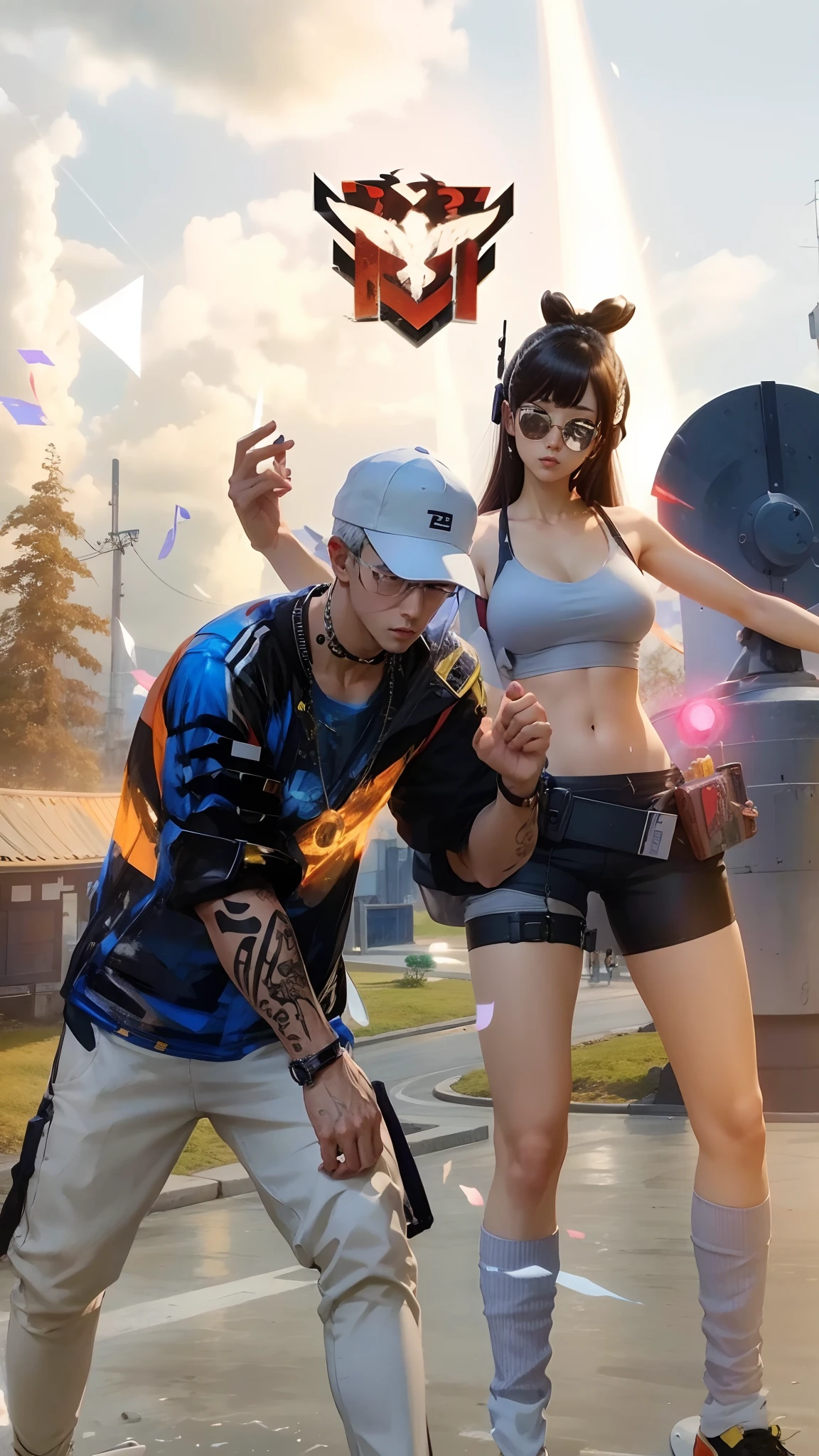 Anime, realistic, 2 man, boy and girl, Korea,20 years old cool, 8k quality