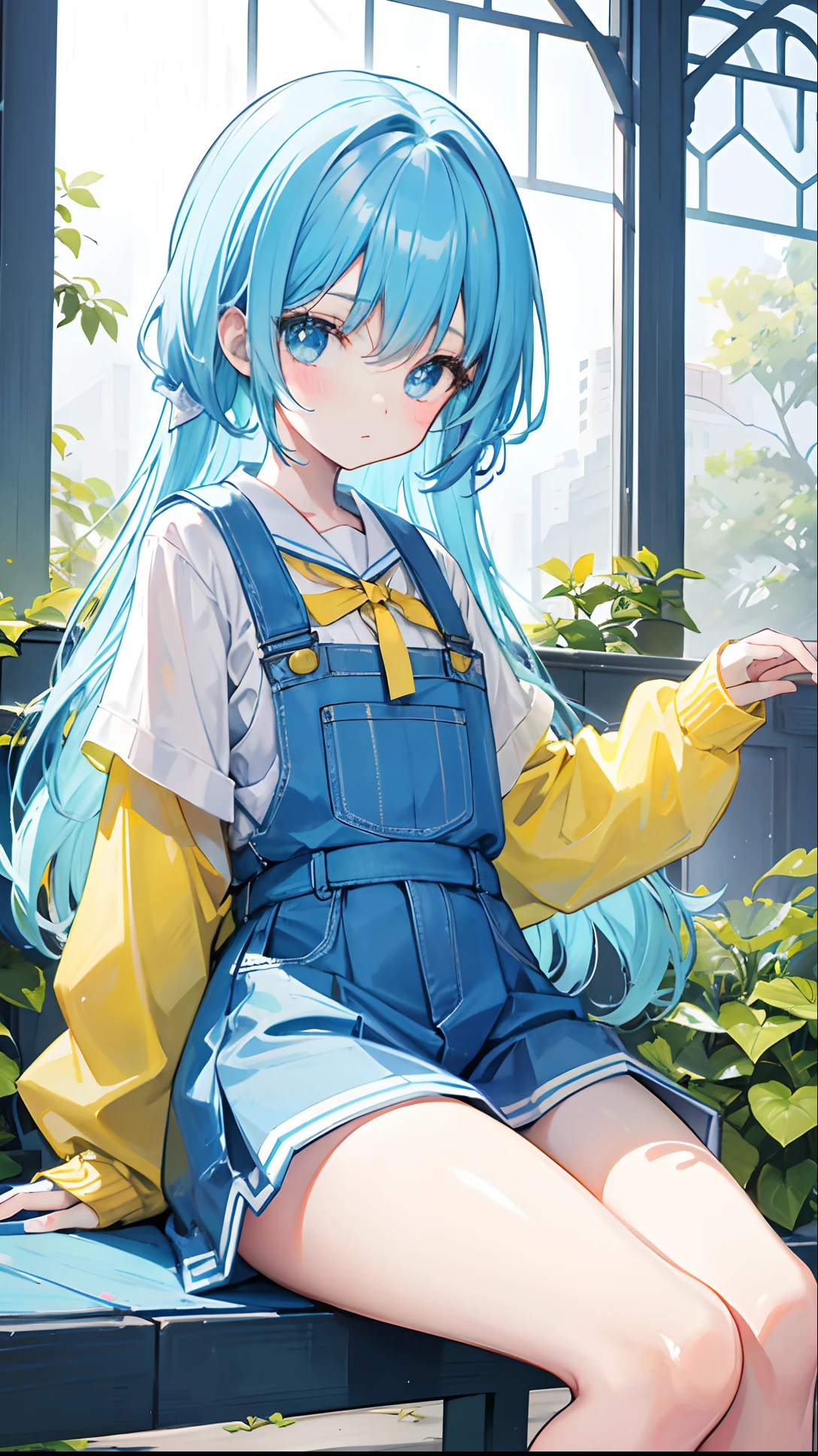 Glow: Light bluish yellow,There is hair and pupils,Blue clothes, yellow and white,Sweet li girl,Overall gloss