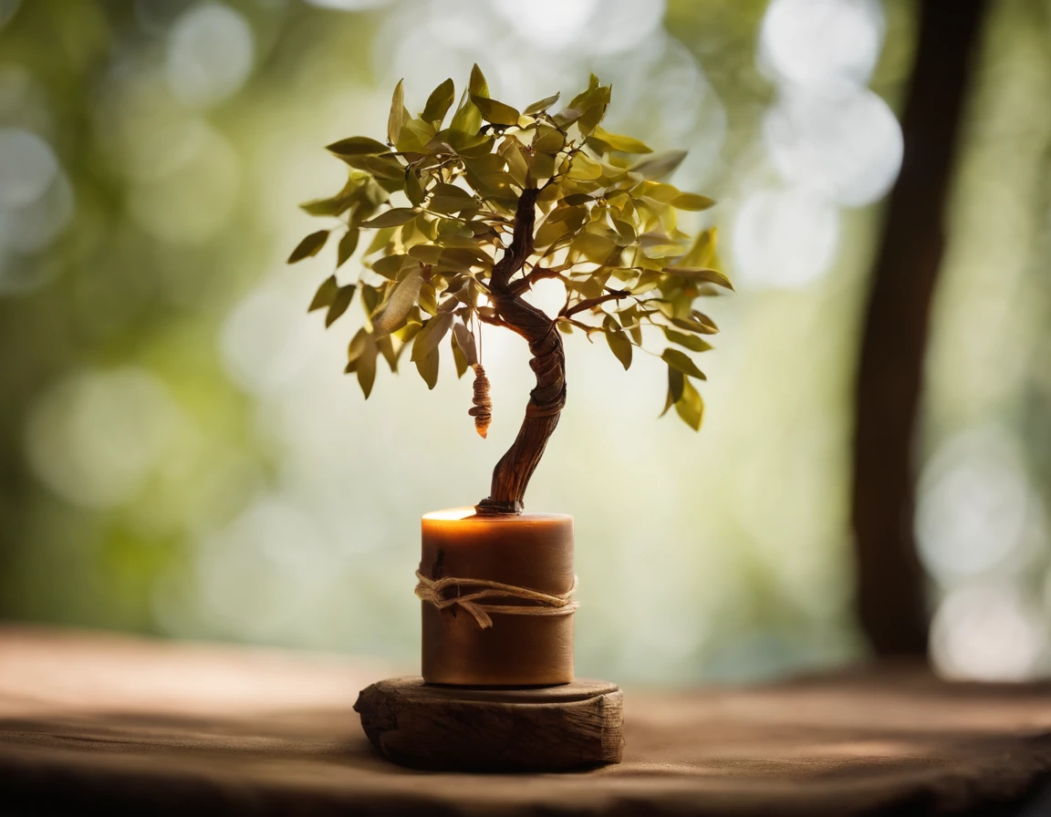 Willow Tree Talisman, willow leaves, magic, Wooden amulet made of twigs, Talisman made of wood, charm, Incense, Mysterious atmosphere, There are no people, max detail, Candle Magic