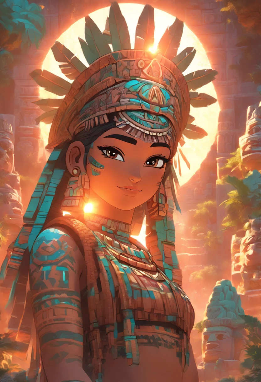 (((Mayan goddess)))best quality, ultra-high resolution, 4K detailed CG, master piece,Xquic,waning moon goddess, woman,Mayan clothing,Mayan mythology,cactus, stream, desert, sunlight,(( tree)) Mexico, aesthetics, Beautiful image, centered on the screen