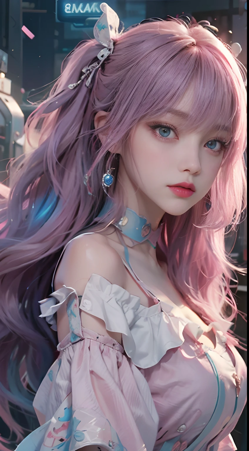 SFW:1.8、
(masterpiece、Highest quality:1.4)、
(8K resolution、Ultra-high resolution:1.2)、
Realistic,
Detailed depiction face、Eye for detailed depiction、Detailed skin、Detailed hair、Glowing Skin、
Japanese Idol、Very beautiful woman、Detail and beauty that cannot be captured in reality:1.3、
Elegant and perfect figure、Perfect Anatomy、
1 Girl、17 years old、
Lip gloss、Add highlights to the eyes:1.5、
Dynamic Angle、(Beautiful Bangs、Highly detailed hair:1.5)、Glowing Skin:1.4、
Please look closely at the camera、Natural and comfortable lighting、Highlights from below、
Very cute smile、Very happy smile、
(Portraiture、White background、Face close-up:2）、
Upper Body、
(Fluffy short bob hair、Pastel pink hair:1.5)、
eyelash、
Pale red eyes、
See-through costume、Brightly colored off-the-shoulder dress、