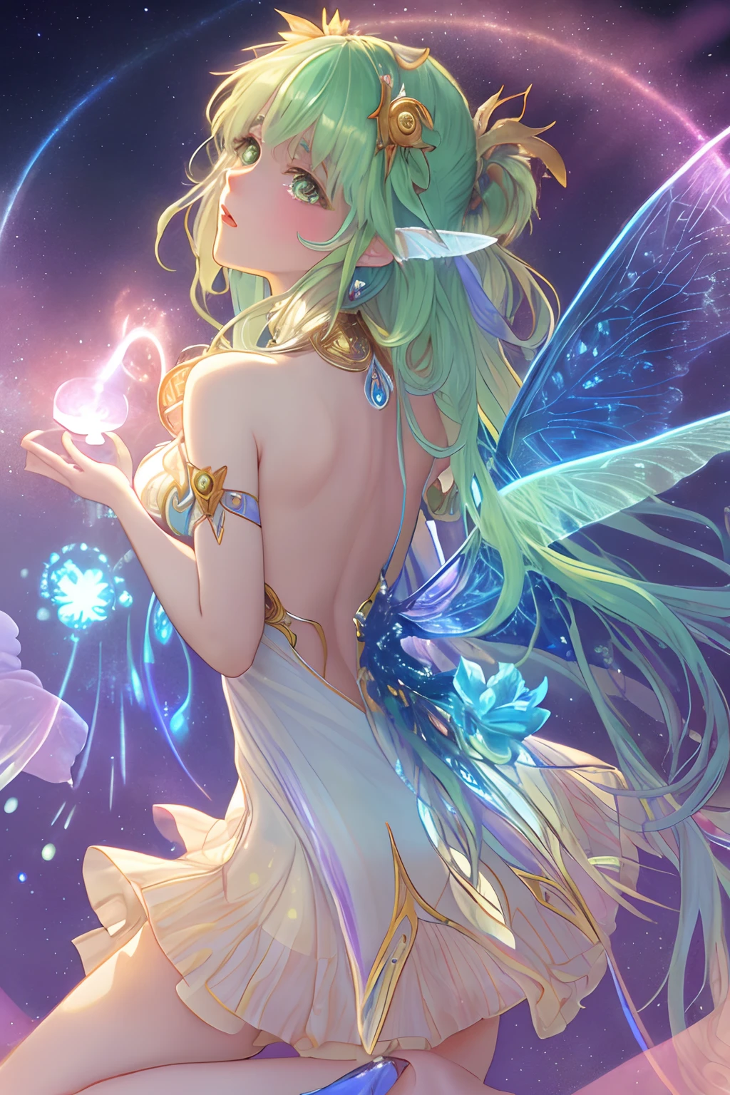(Masterpiece:1.2), best quality, (illustration:1.2), (ultra-detailed),Eye focus,(Masterpiece Glow, pink lens flare), (Cinematic background), hyper details, (delicate detailed), ( intricate details) ), octane render, hdr, (hyperdetailed:1.15), ((colourful)), (soft light:1.2), 1male,, ultra-detailed eyes, mature, thick, rainbow painting drops, paint teardrops, men composed of paint, fully painted, splat, splash, outdoor, (Bioluminescent Hair: 1.1), (Glowing Eyes), ((Green Hair)), (Cinematic Masterpiece), Ferocious, Powerful, Splashing Colors Absolutely Eye-catching, (Movie Headlights), ((Caustic)), Dynamic Angles, Beautiful Details Glow, Ambient Occlusion, Ambient Light, Ray-Traced Reflections, (Best Lighting, Extremely Delicate and Beautiful), ((Cinematic Light)), (Soft: 2), (Otherworld Events), Otherworld Portals, Dreams, (Curious), (Mysterious), (Explore New Worlds), ( Whimsical :2), Intricate Background, Vitality, Spirit, (Gentle Smile), Dreamland, Skyscraper, (Tree of Life), Vortex, Magic Array, 2 Legs, 2 Arms
