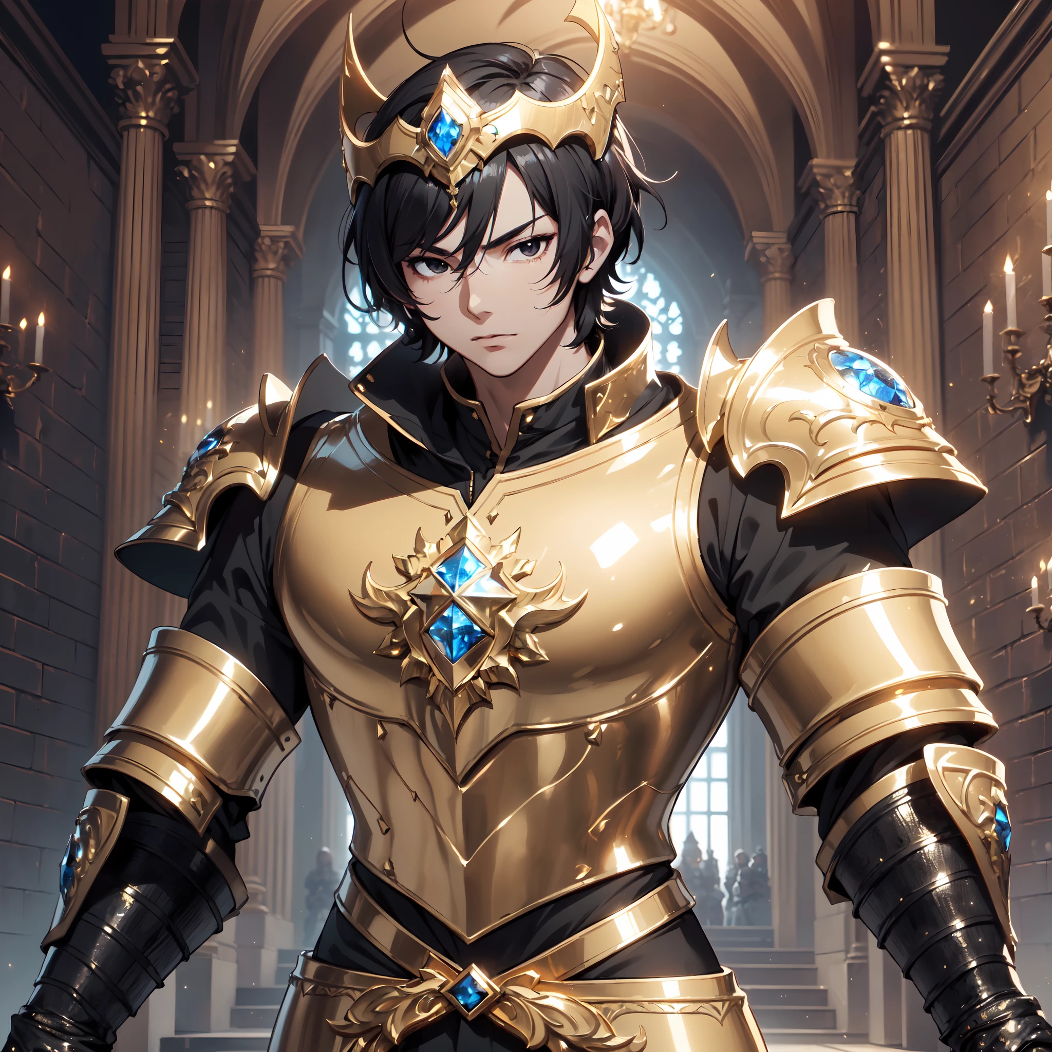 128K Ultra High Definition,
128K Ultra High Quality,
128K Ultra High Resolution,
Best Definition,
Best Quality,
Best Resolution,
Perfectly Detailed,
Perfectly Designed,
Extremely Detailed,
Extremely Designed,
Hyper Detailed,
Hyper Definition,
Hyper Quality,
Hyper Resolution,
Masterpiece,
(((Anime))),
Body Shot,
(((Boy))),
Handsome,
Muscular Body,
(((Black Short Hair))),
(((Black Eyes))),
(((Hyper Detailed & Perfectly Designed Gold Armor Plates))),
(((Hyper Detailed & Perfectly Designed Engraving Jeweled Baron Armor With Headpiece))),
(((Inside Of Medieval Royal Palace Background Scenery))),