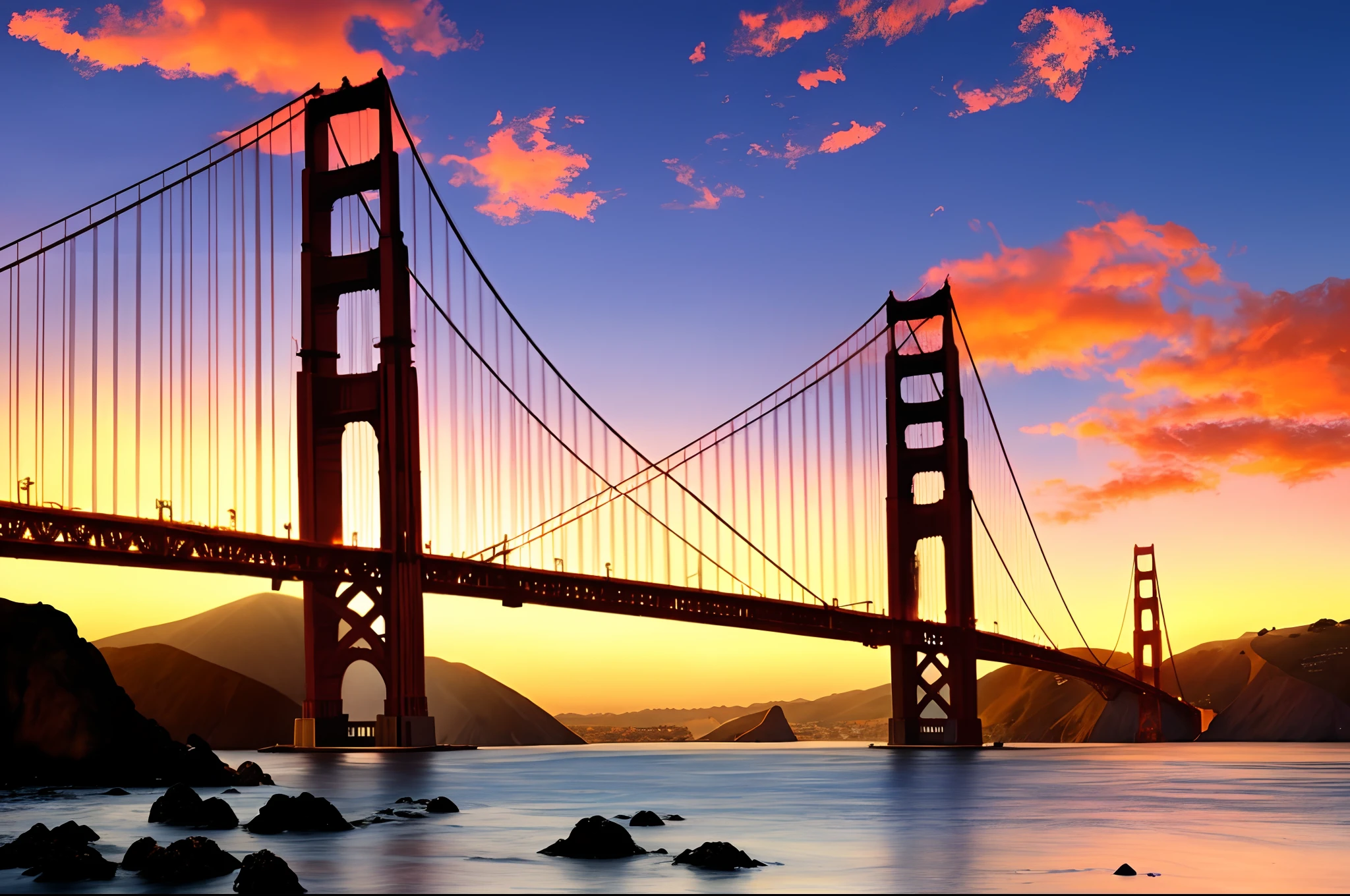 Sunrise over the golden gate bridge