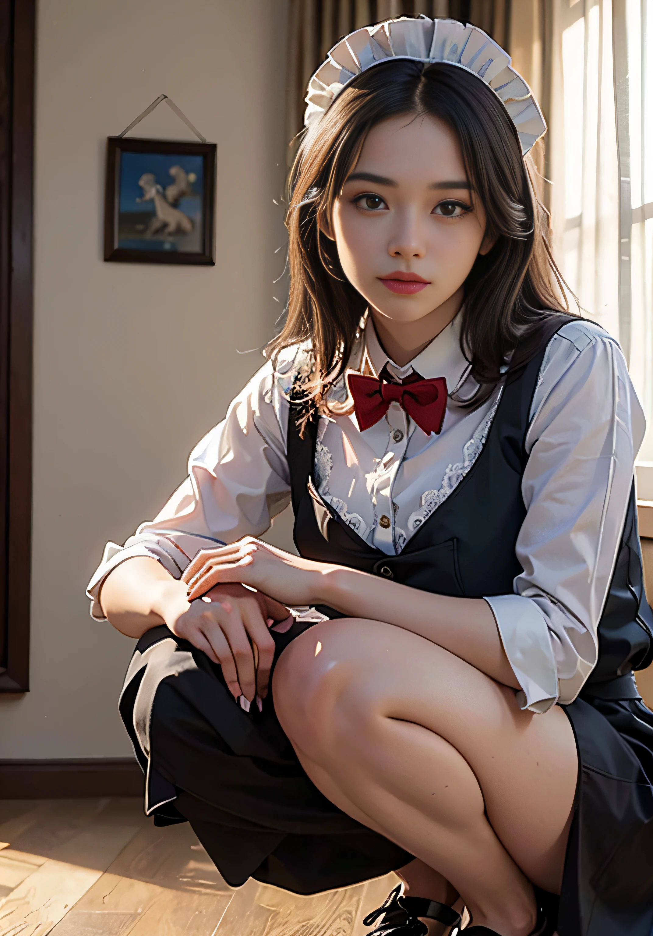 highest resolution、High level image quality、8K、true due diligence、원시 picturegraphy、top quality、masterpiece、table top、erotic、student、I like pink,white skin,knee,(black pantyhose),detail panties pattern、panties focus、pink panties、small panties、absurd,small face、 giant、중간에서 앞head 분리、The forehead is visible,(cold expression<꽉 It looks like,It looks like부심,Optimize,Thin anger)、masterpiece,top quality、Super high resolution A,원시 picture,wren,beautiful excrement,One, solo,dark expression,,whole body、Very good、JK ,High school girls,japanese women,stand,(photorealistic:1.37)、photon mapping,light blue ribbon,realistic、귀여운 small face,갈색 It looks like、Black socks、22 years old、(red bow tie)、radio city、physics based wrendering(physics based wrendering(물리 기반 wren더링))、Panorama、depth of fieldlurry background、picture,feminine,beautiful bridge, long legs, thin legs,long bob cut,(앞head가 보인다), head, Lips, blue_It looks like, cosoft,(pink shirt), (navy pleated skirt), Navy blue Uniform Jacket、white sweater vest、knee이 다,thin clothes,, femur, black cotton socks,Nogizaka Idol, , Japan's island、반짝이는 It looks like、이는 Lips、