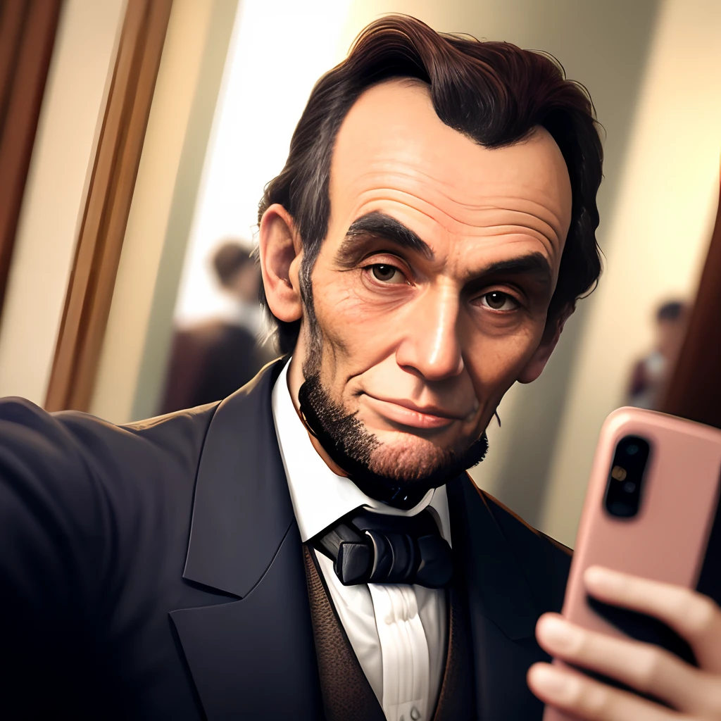 Abraham Lincoln tirando uma selfie