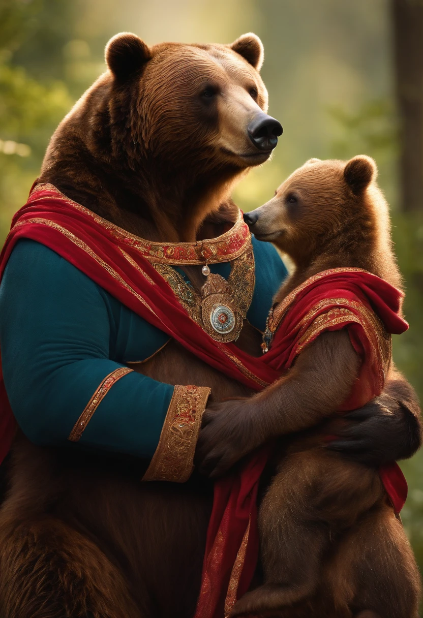 papa bear, mama bear, bear, in human outfit