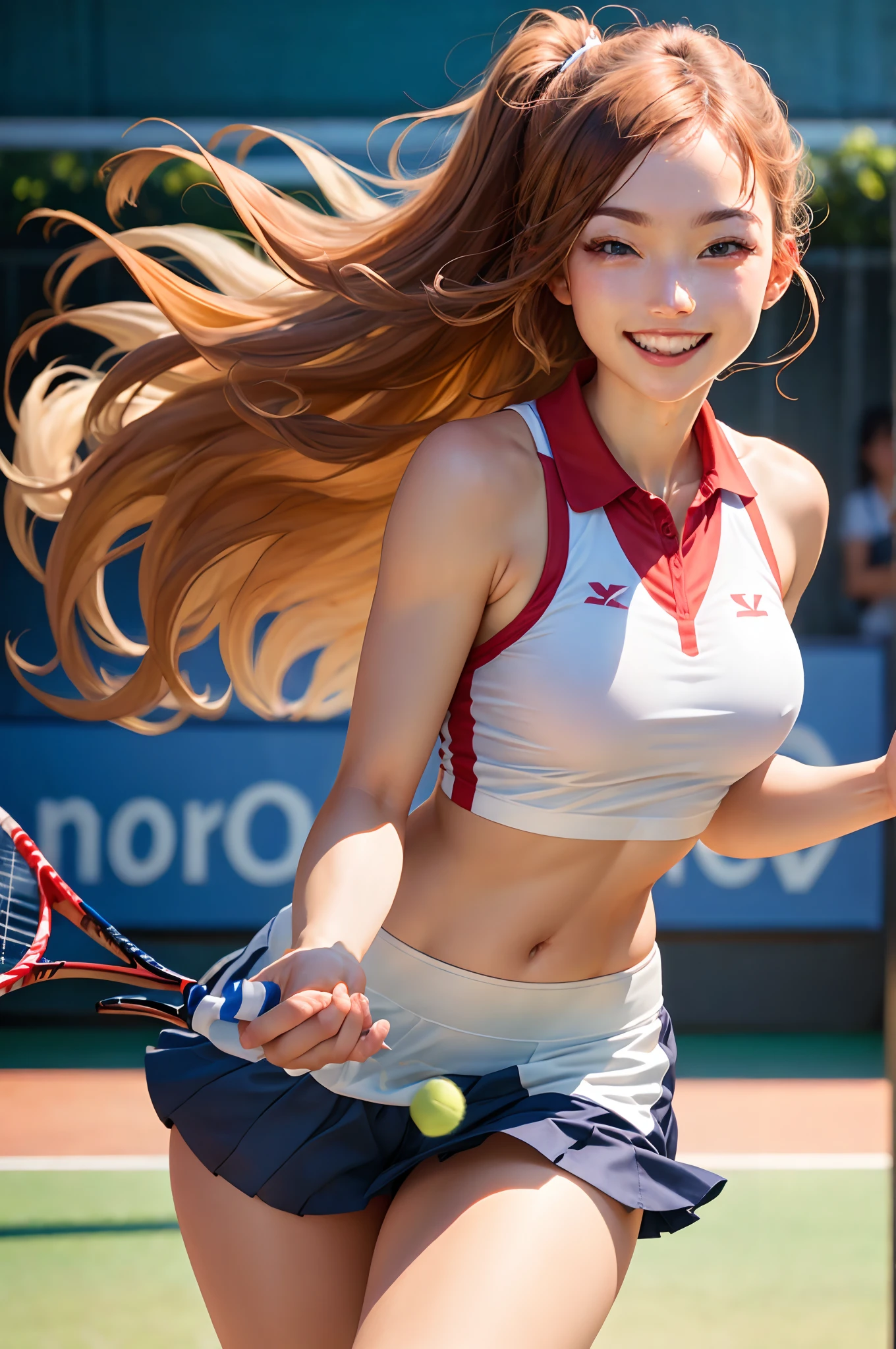 blue eyes, hair ornaments, Hair Ribbon,Show your forehead、Twin tails、 Random color tennis wear, clavicle, Thighs, blush,, Lace choker, short hair,,No bra,,Highly detailed skin, Highly detailed face, (beautiful Fine grain, the girl, Red cheeks), (A girl is standing), The girl is a cute 18-year-old tennis player., (Not wearing a bra, Knee socks、 The girl has a toned figure., Pink tennis wear, Sun visor,, Tennis court, ((I took the photo from the front、The girl contains the whole body)), flowing、Fine grain, Perfect functionality, ( Highest quality, good quality:1.4), Intricate details,Closely、Embarrassed expression、blush、Shining Sweat、Perfect Skin,Sweat is noticeable in the cleavage、、Thighsの汗が目立つ、 Fair skin,Tight waist, Sweating profusely、Sweaty hair、Sweaty clothes、Sweaty、Visible sweat、Sweat-soaked hair、Athlete System、cherry blossoms、Blonde、Silver Hair、Serve Form、Volley Form、Receive form、