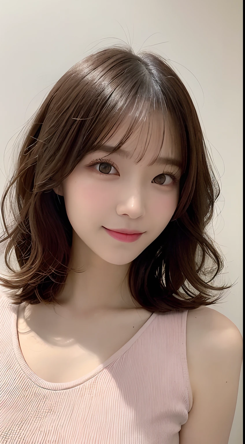 in 8K、top-quality、​masterpiece、ultra-detailliert、超A high resolution、1 girl of 20 years、portlate、layered hair、Put your ears out、Tear bag、二重まぶた、azure eyes、耳Nipple Ring、A slight smil