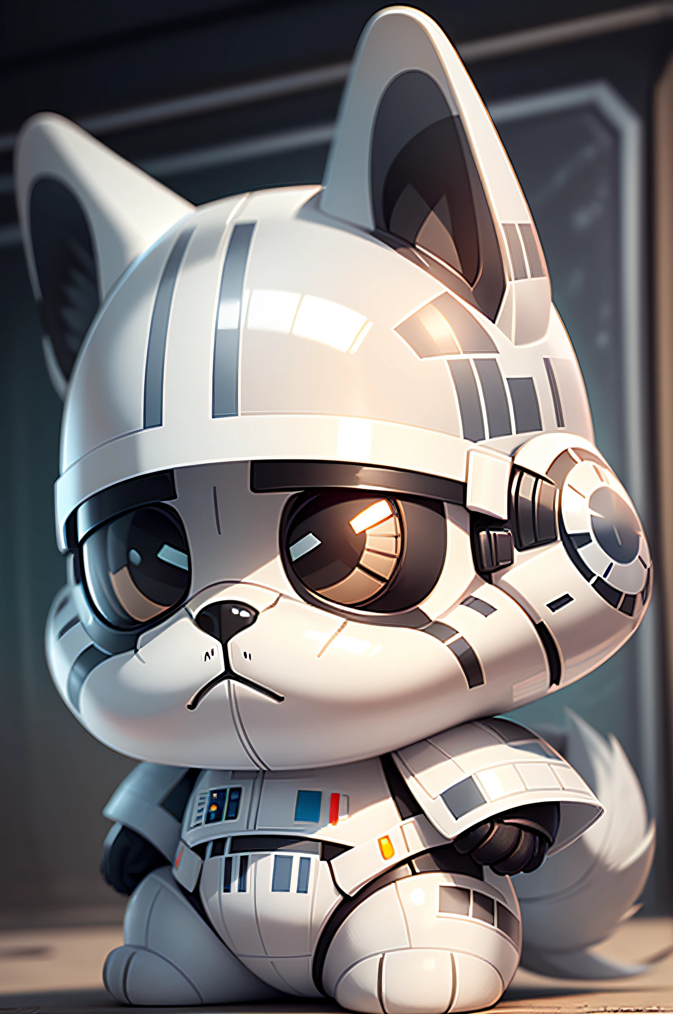 Cute Star Wars White Stormtrooper Armor No Mask、No Helmet Cartoon、Anthropomorphic French Bulldog（Detailed French Bulldog Appearance）