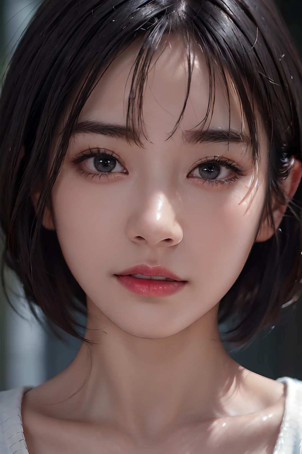 (masterpiece:1.3), (8k, photorealistic, RAW photo, best quality: 1.4), (1girl), beautiful face, (realistic face), (black hair, short hair:1.3), beautiful hairstyle, realistic eyes, beautiful detailed eyes, (realistic skin), beautiful skin, (sweater), absurdres, attractive, ultra high res, ultra realistic, highly detailed, golden ratio