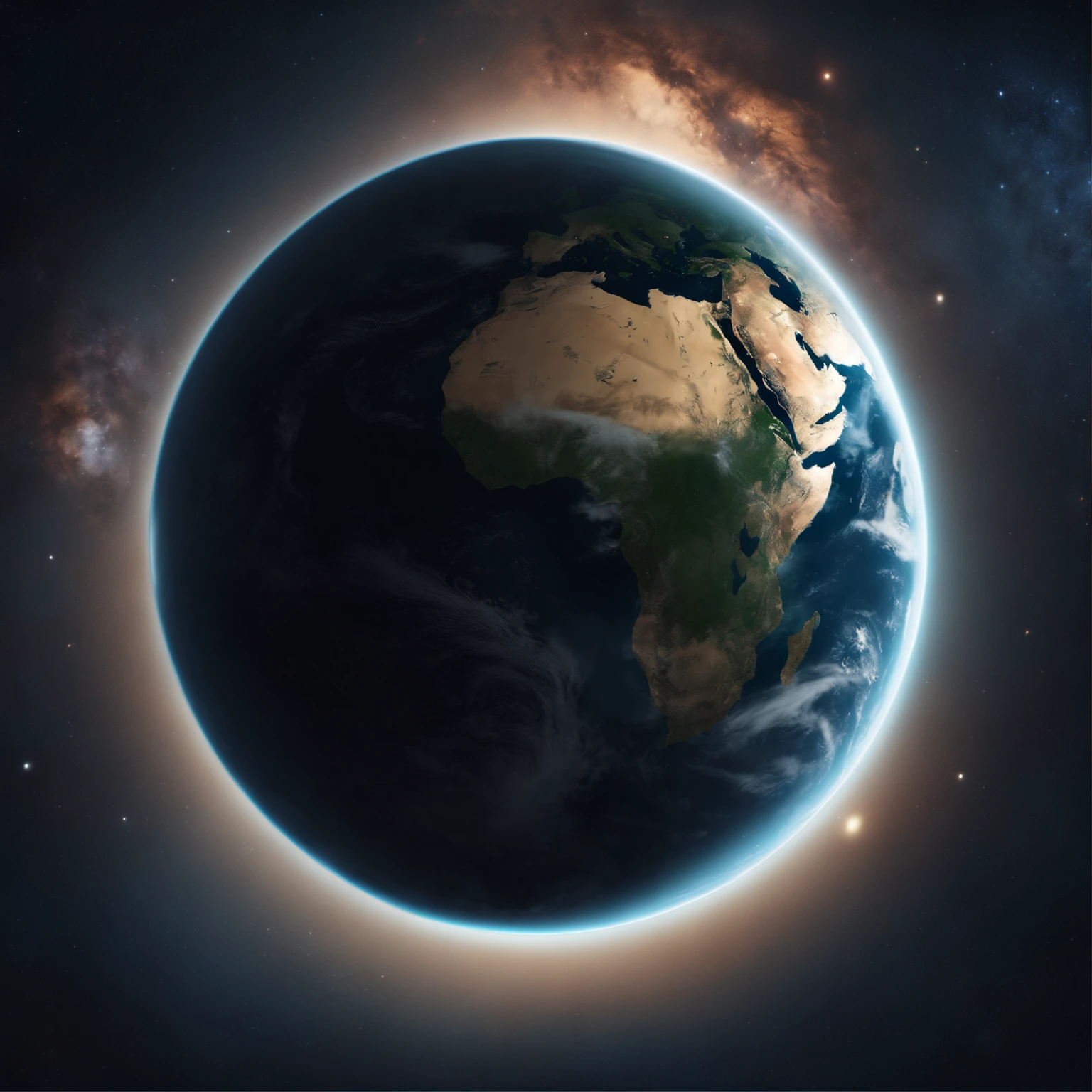 Planet earth from space, com o fundo escuro, real,