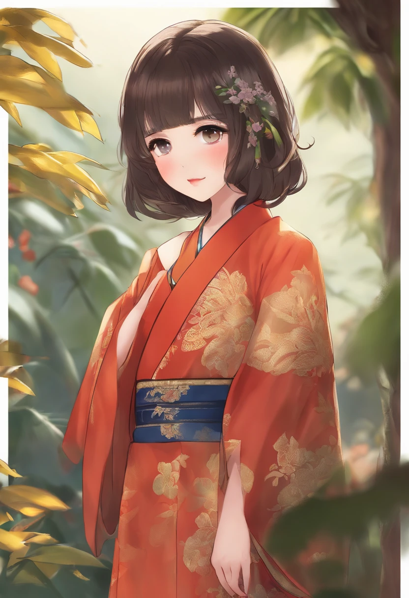 Panchira cute little embarrassed from 校服 is standing