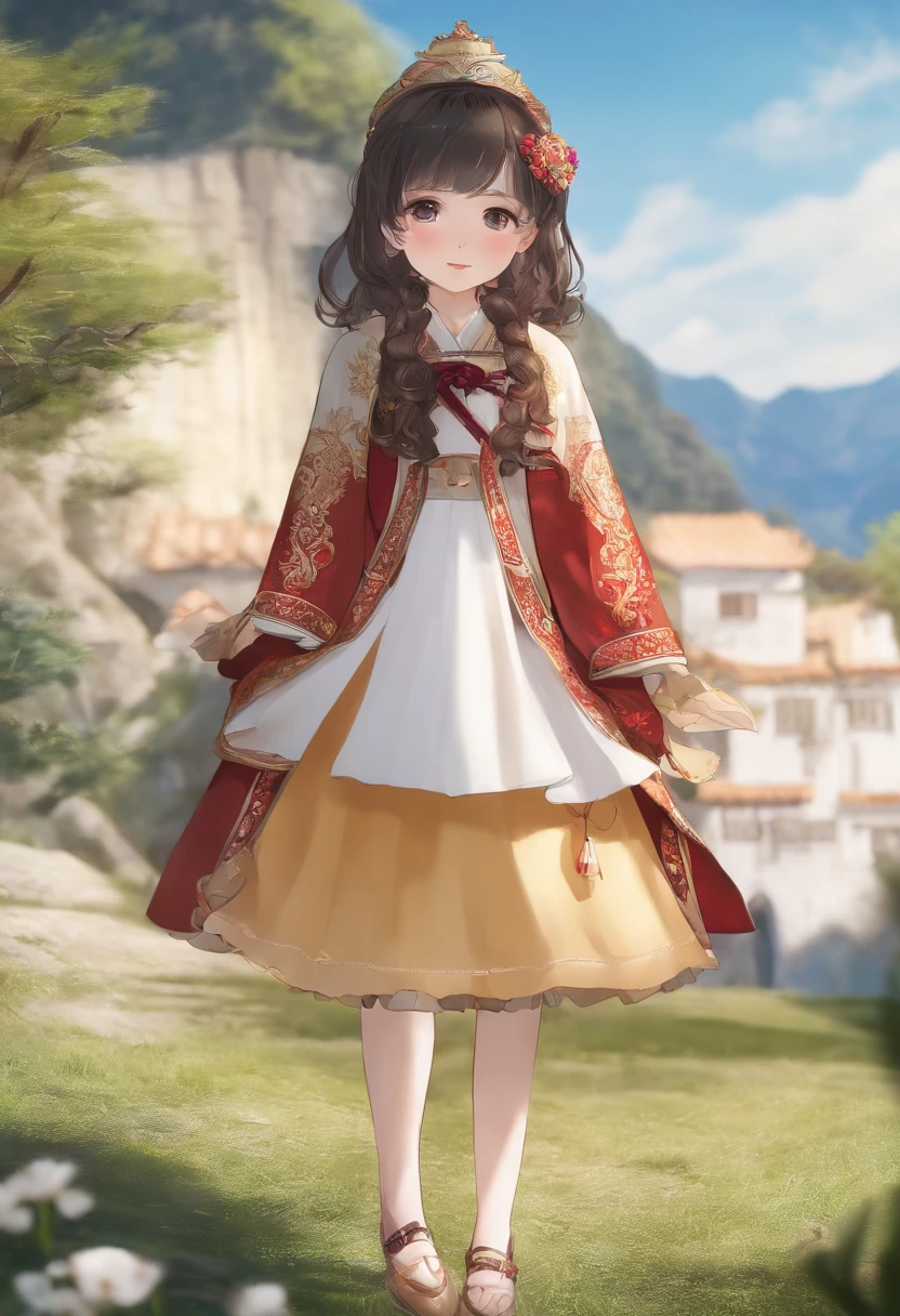 Panchira cute little embarrassed from 校服 is standing