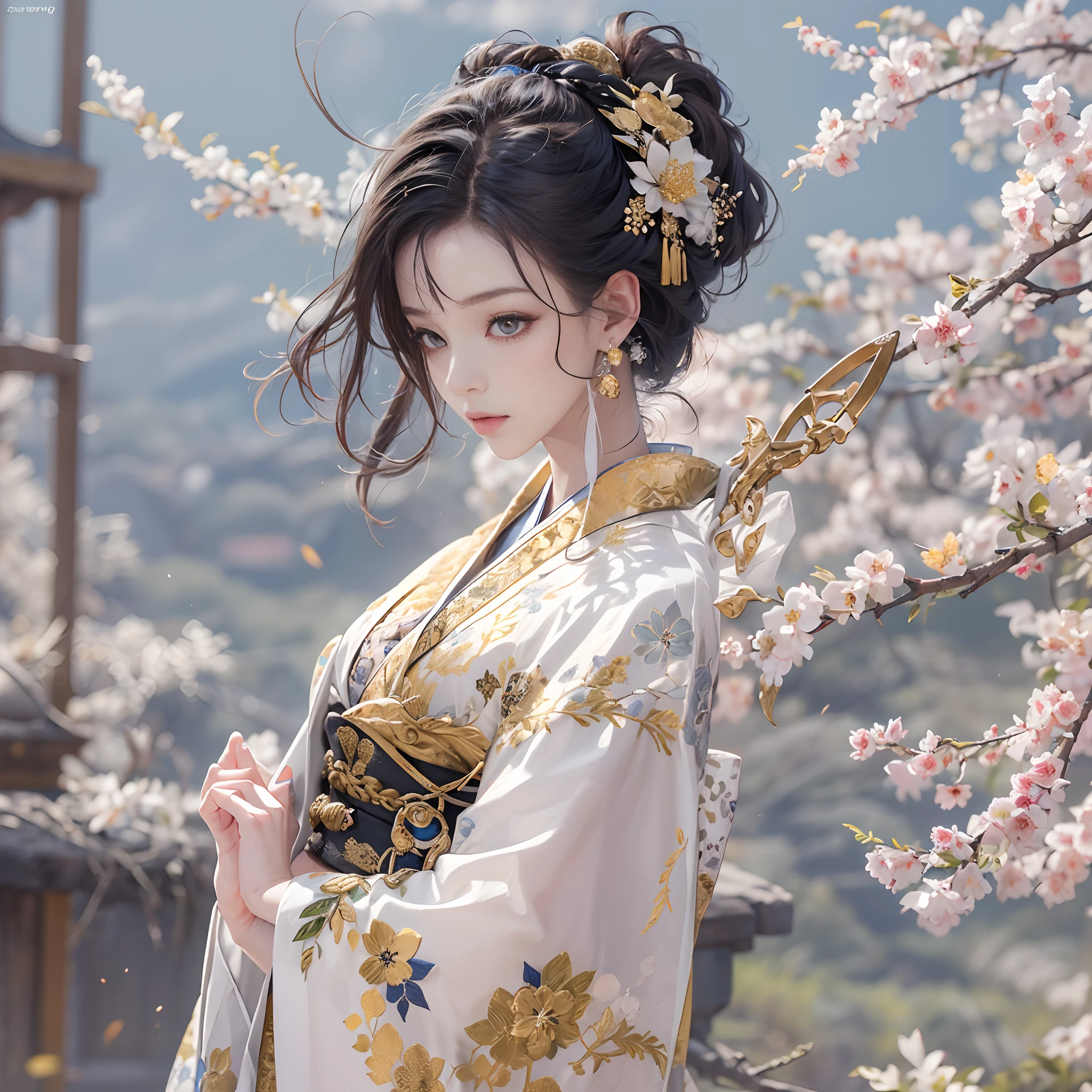 watching at viewers、Background with((ancient city:1.2)And the moon、(dense background:1.5))、BREAK {{{Luxury kimono(Colorful kimono(Detailed golden embroidery,))}}}、face perfect,Depict a beautiful and graceful woman of Japan,poneyTail、Woman with shiny black hair、perfect hand,Heart in the eye。odd eye,full body Esbian,Blur the background with a sickle,((masutepiece)), ((Best Quality))Wallpapers 16K, .Blur the background with a sickle,BREAK,((masutepiece)), ((Best Quality)),epicd(Lige Fries Photography、sony a7、50 millimeters、pores:1.5、Farbe、ultra-detailliert:1.5、film grains:1.4、hyper realisitic:1.5)、octan render、 ultra realistic lifelike textures、masterpiece、unrealengine5、the Extremely Detailed CG Unity 8K Wallpapers、Madly detailed photo、Ultra-realistic light、(Pulitzer Prize for Best Photography、Taylor Wessing Award for Best Photography)