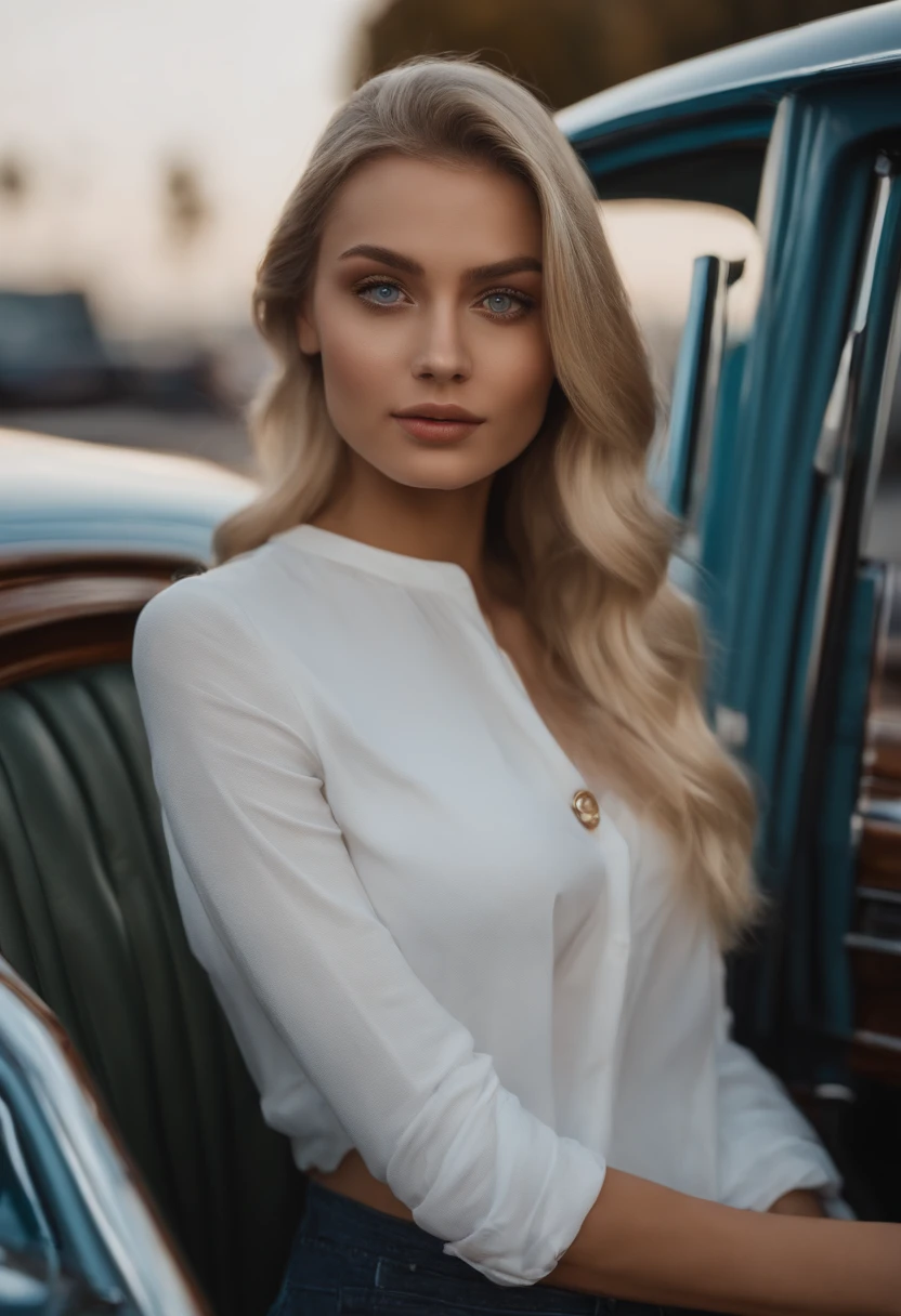 sexy girl with blue eyes, ultra realistic, meticulously detailed, at the parking, blonde hair and large eyes, selfie of a young woman, white skirt, without makeup, natural makeup, looking directly at the camera, face with artgram, subtle makeup, next of the old lincoln car, vintage lincoln car, medium to large size bust, view of the streets, full body photo, photo shot on iphone, hyper realistic photo, ultra sharp, real life footage, instagram post photo, girl having fun, avarage quality of the photo, sunlight, selfie, people in the background, car in the background, girl in sexy pose, beautiful girl, short skirt, girl smiling, vintage car, Woman, Sexy girl with blue eyes, portrait sophie mudd, Portrait of Corinna Kopf, blonde hair and large eyes, Selfie of a young woman, dezentes Make-up, Stunning body shots, temting pose, girlfriend