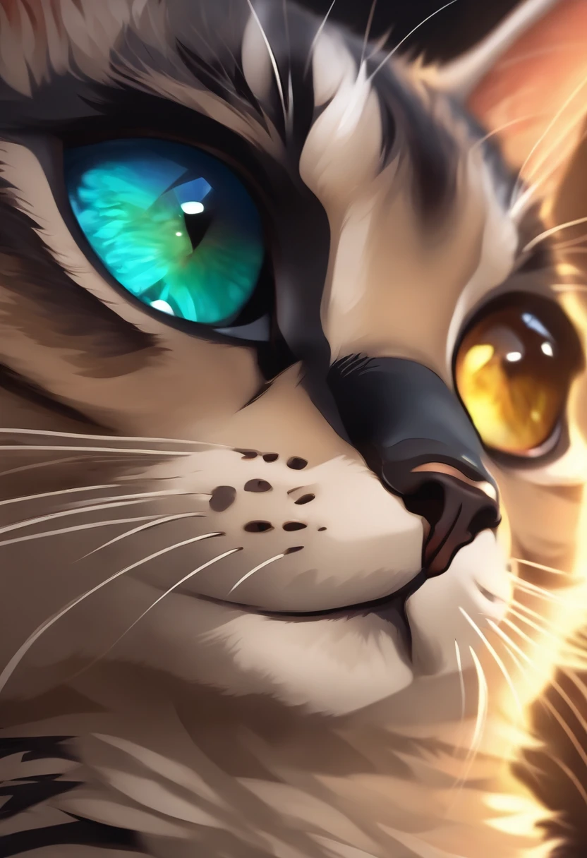 crie um gato fofo meigo que tenha olhos grande e brilhantes em estilo chibi cartoon 3d