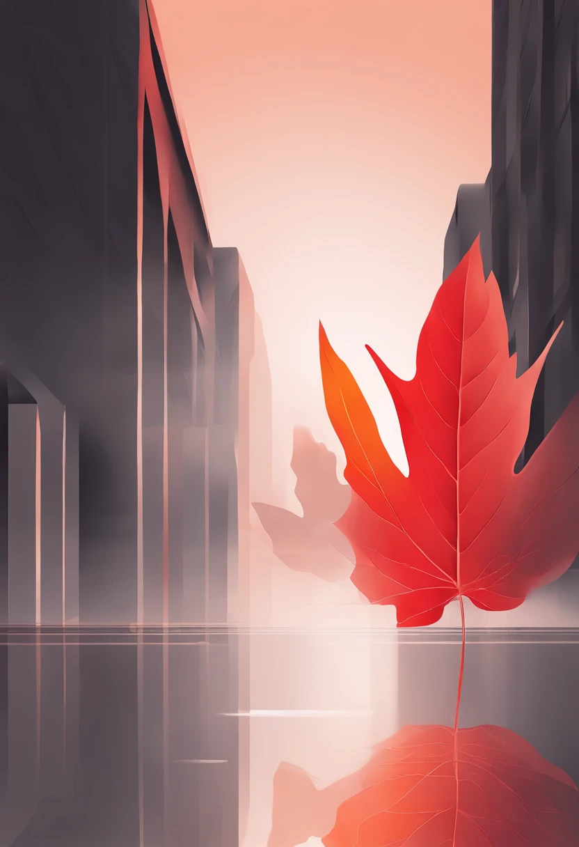 Red-orange gradient,falling leaf