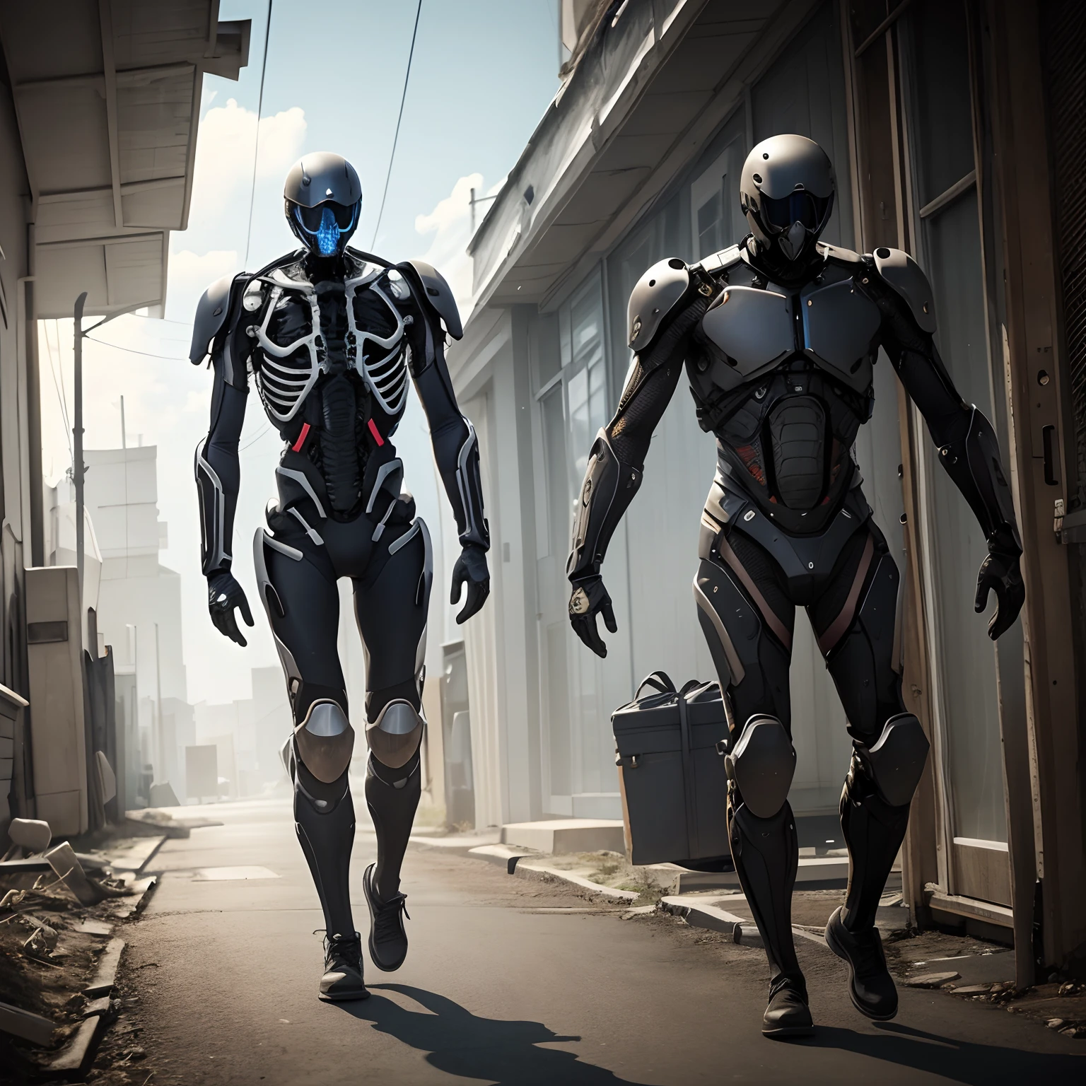 Human with exoskeleton