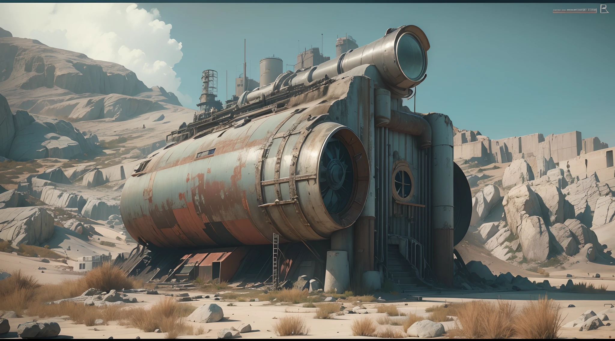 There's a big bunker built into a mountain, Captura de tela de 'Fallout 4', Captura de tela de Fallout 4, Octane Engine renderizar 8K HDR, reactor core, uma captura de tela de um enferrujado, 8 k octane detailed render, insanely detailed octane render, Hyper-realistic octane rendering, Styling for Fallout 4, fine details 8k octane rendering, hyperealistic octane render