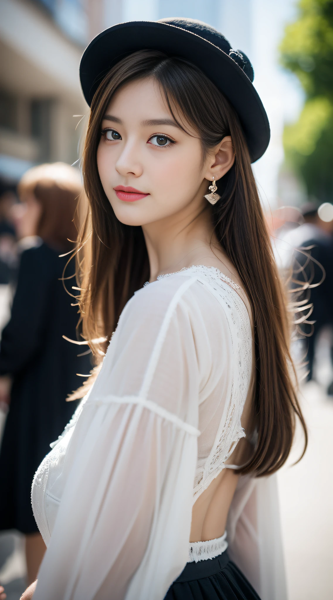 (32K,very high res, high detailing, highly accurate, masutepiece、girl1:1.5),Raw photo & realistic atmosphere,beautiful dark blue eyes,Detailed mouth,Glossy lips,Detailed eyebrows,Eyes drawn in detail with soft white skin that shines in every detail、Very beautiful eyes with azure eyes,Detailed lips、Very beautiful face,Very well-formed face、Lifelike face,shiny beautiful lips,Beautiful eyebrows,Infinite reality,Best design,(Insanely cute Japan 15 year old Lolita fashion beautiful girl,Beautiful thighs,Ideal legs,Beautifully shaped breasts,Very cute beautiful girl,Little Girl:1.4),Best Natural Makeup,Japanese ido,Korean Idols,Young sensual idol,Moist eyes,Beautiful eyes that sparkle,Beautiful butt,beauty legs,,camel's foot,:1.2),超A high resolution、The face of a masterpiece with high detail,Natural and realistic face,Back lighting,Pure eyes are too cute,Reality Live Action,(Earrings that look good in Lolita fashion,,a necklace,hair adornments,Head dress,Lolita hat:1.5),Glossy nail art,Blonde medium permed hair:1.4),(Lolita fashion with very beautiful embroidery in high detail high definition,Beautiful Lolita in high detail high definition,a miniskirt,Show full-body fashion:1.6),Looks Back,On the streets of Harajuku,Gentle smile