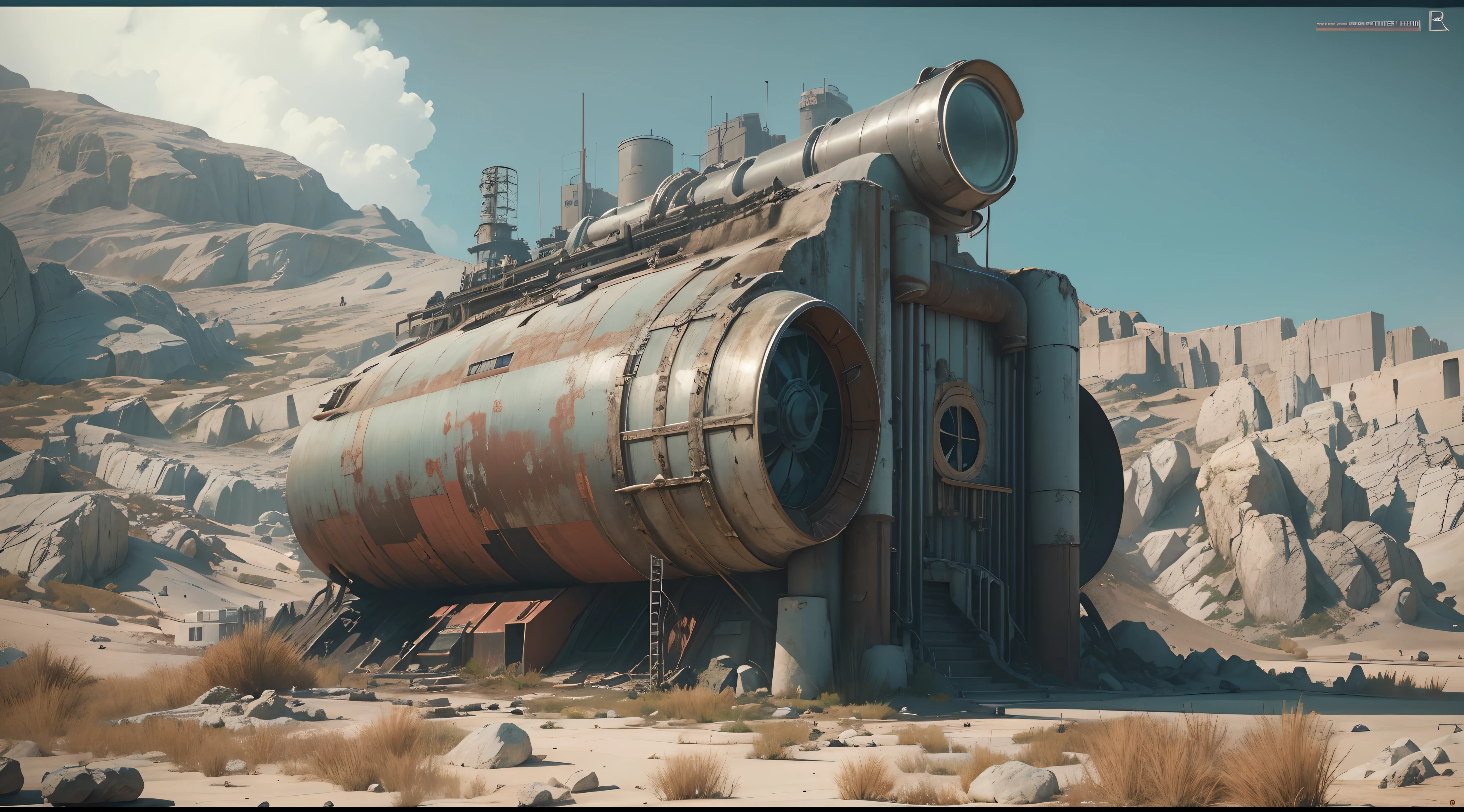 There's a big bunker built into a mountain, Captura de tela de 'Fallout 4', Captura de tela de Fallout 4, Octane Engine renderizar 8K HDR, reactor core, uma captura de tela de um enferrujado, 8 k octane detailed render, insanely detailed octane render, Hyper-realistic octane rendering, Styling for Fallout 4, fine details 8k octane rendering, hyperealistic octane render
