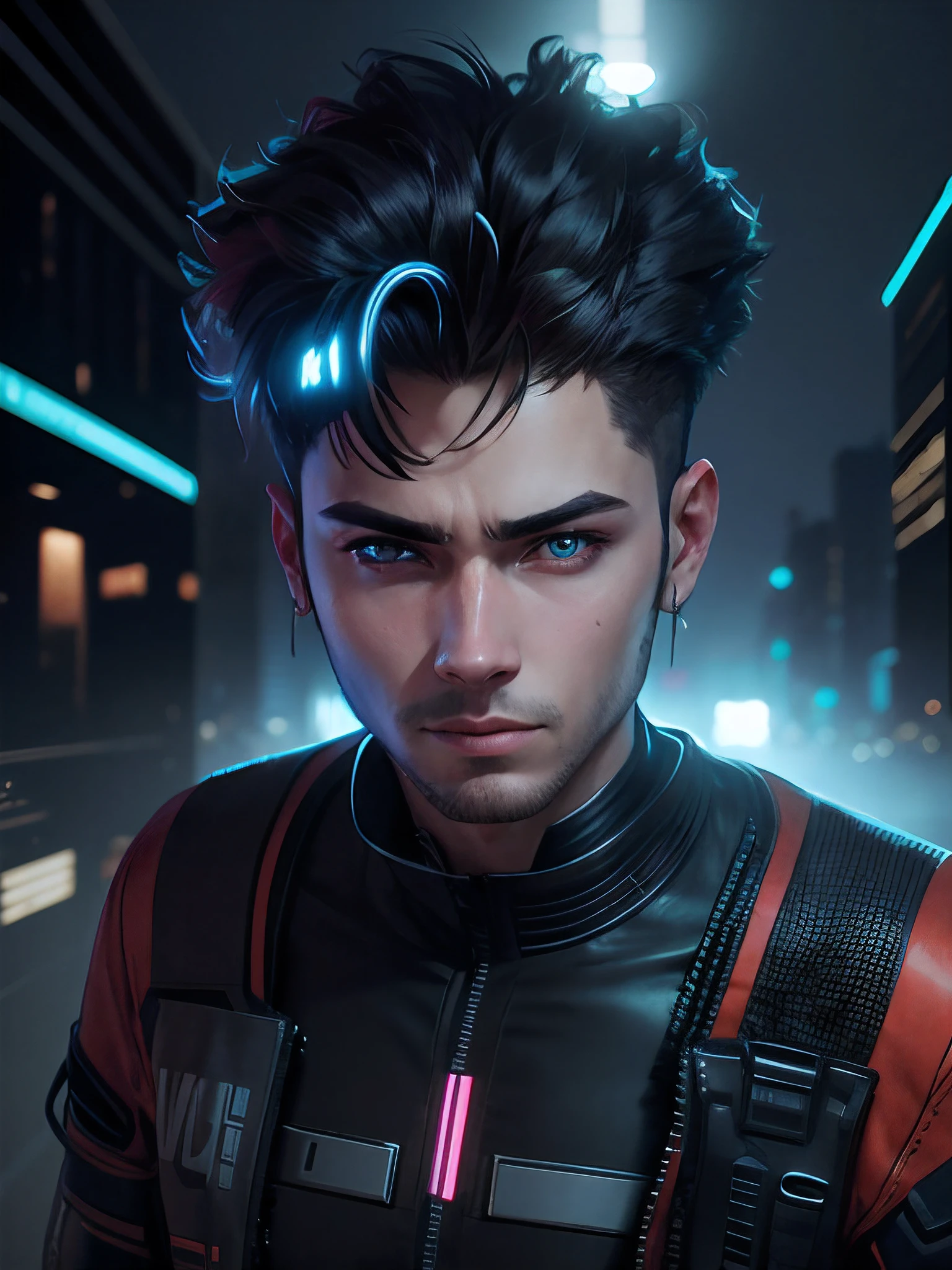 Change background cyberpunk handsome boy, realistic face, 8k, ultra realistic |