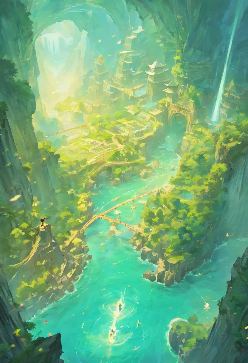 many flying islands game map,  Ancient Fantasy Regional Map, Highly detailed map, Detailed Map, Height Map，world map、Map of the Kingdom、 magic floating islands, castles and towers, waterfall in the air,