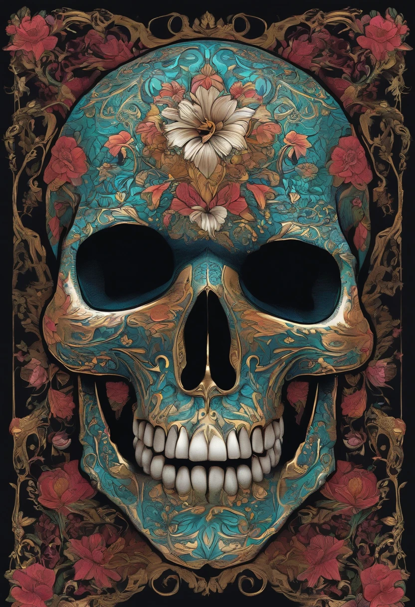 a skulls art,line art, avatar, front view
