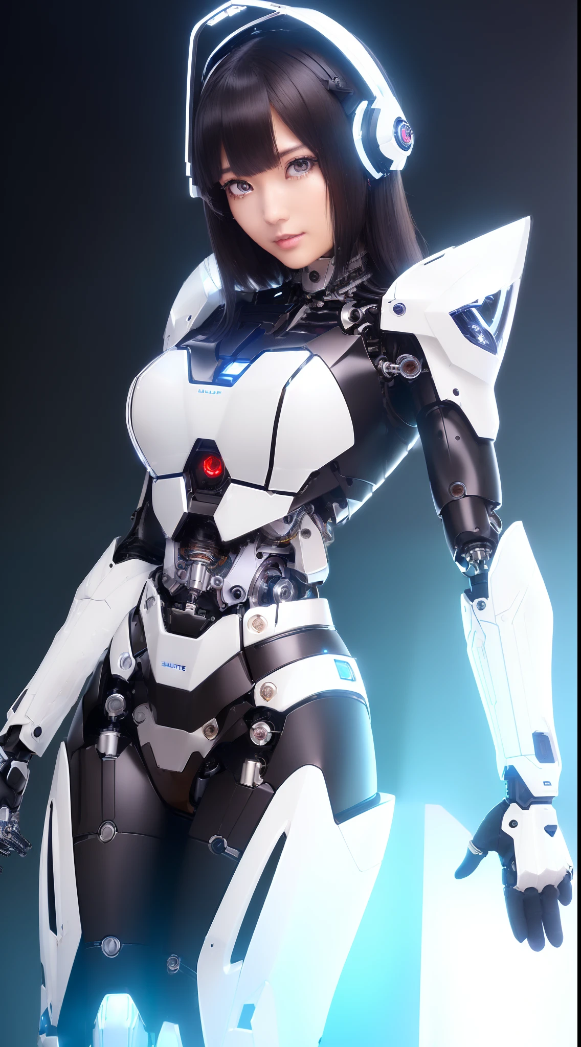 ((masutepiece)), ((top-quality), high quarity、ultra-definition, Realistic, (Ultra-fine face)、fulcolor 、scientific fiction、Beautiful robot police woman、((Cyberpolis))、((Mechanical joints))、Machine body、((((machine components))))、Thick wire joints、White porcelain mechanical armor、(Curvaceous face)、((Ultra detailed eyes))、thin mouth、deadpan、straight haired、(((Electronic substrate)))、Machine Gloves、(Sensor Antenna Headgear)