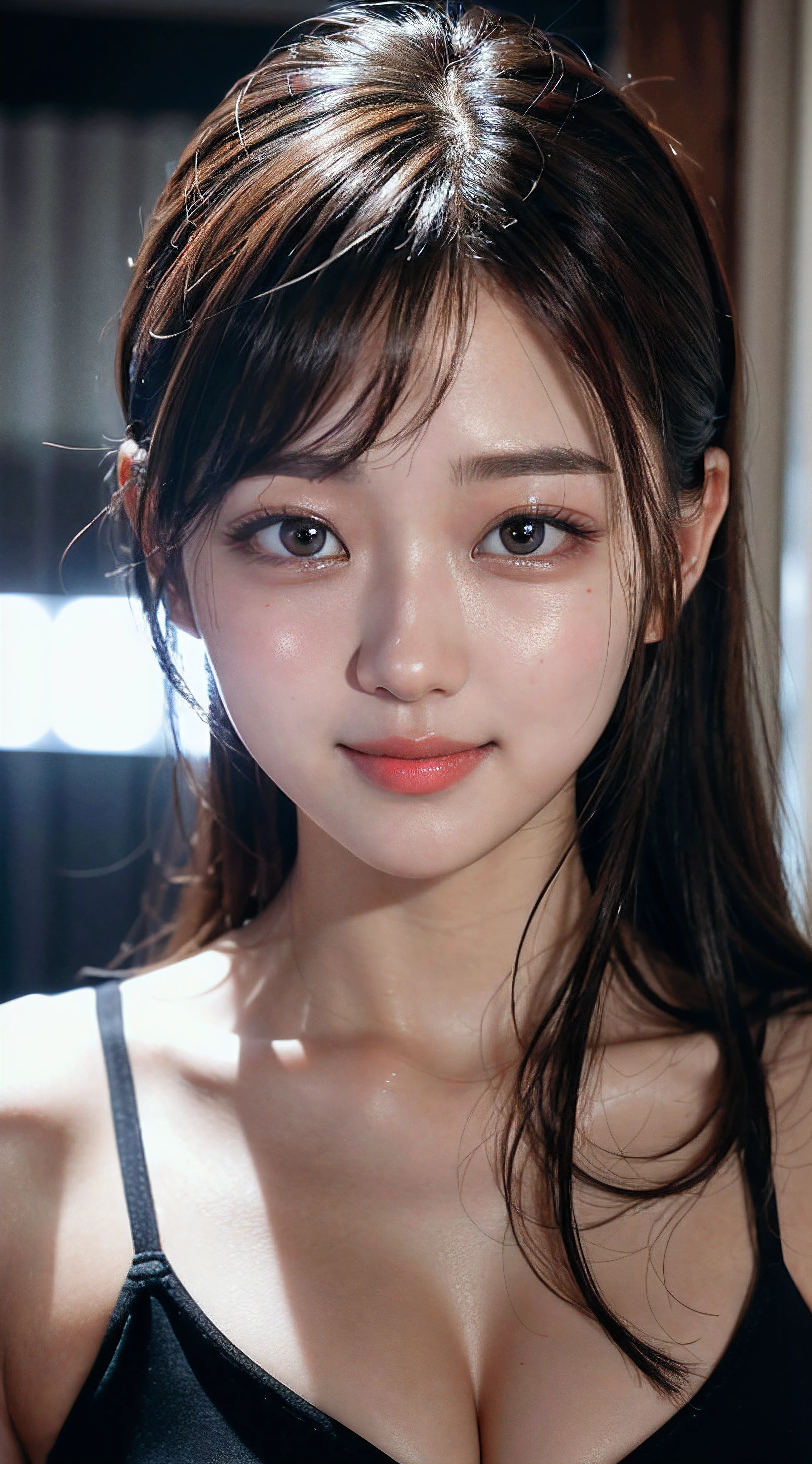 8k, best quality, masterpiece, realistic, ultra detail,  photography, HDR, ROW photo, highres, absurdres, cinematic light, official art, depth of field,
close-up, slender, cute face, smile, beautiful details eyes, 19years old korean, pretty, Mohawk with silver color,