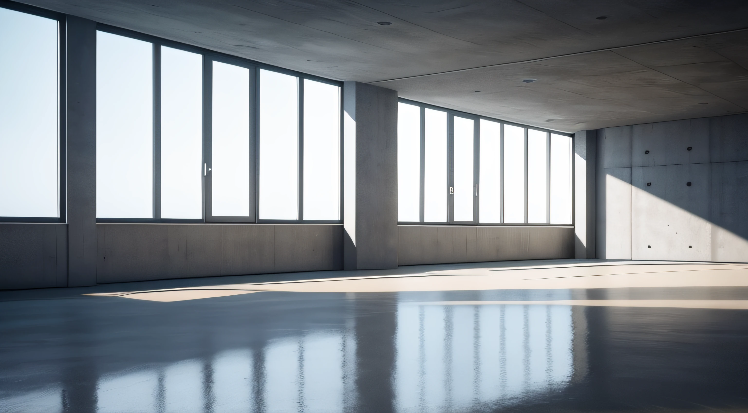 3d render of abstract modern architecture with empty concrete floor, presentation background.