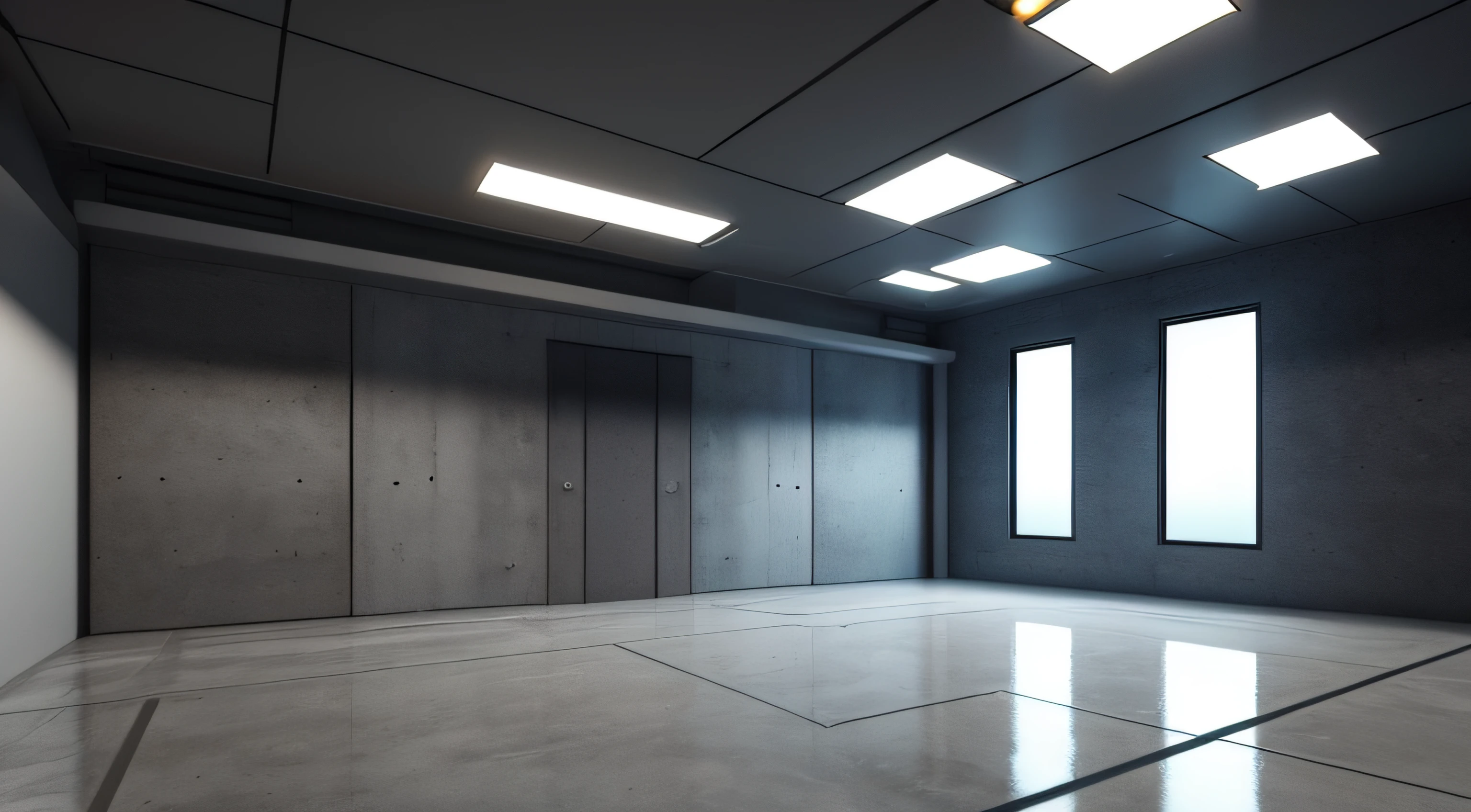 3d render of abstract modern architecture with empty concrete floor, presentation background.
