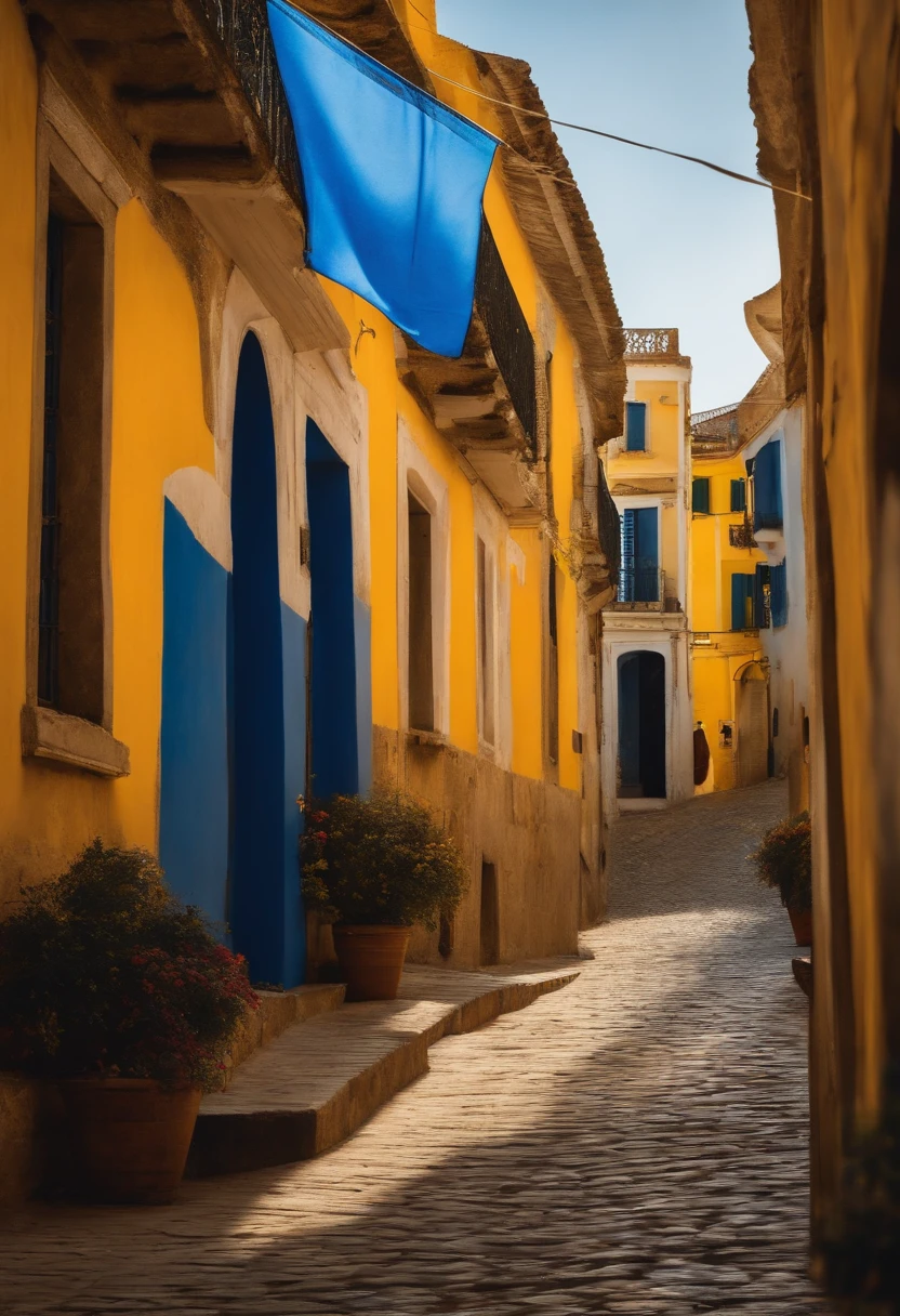 crie uma bandeira para um novo pais, com cores azul e amarelo