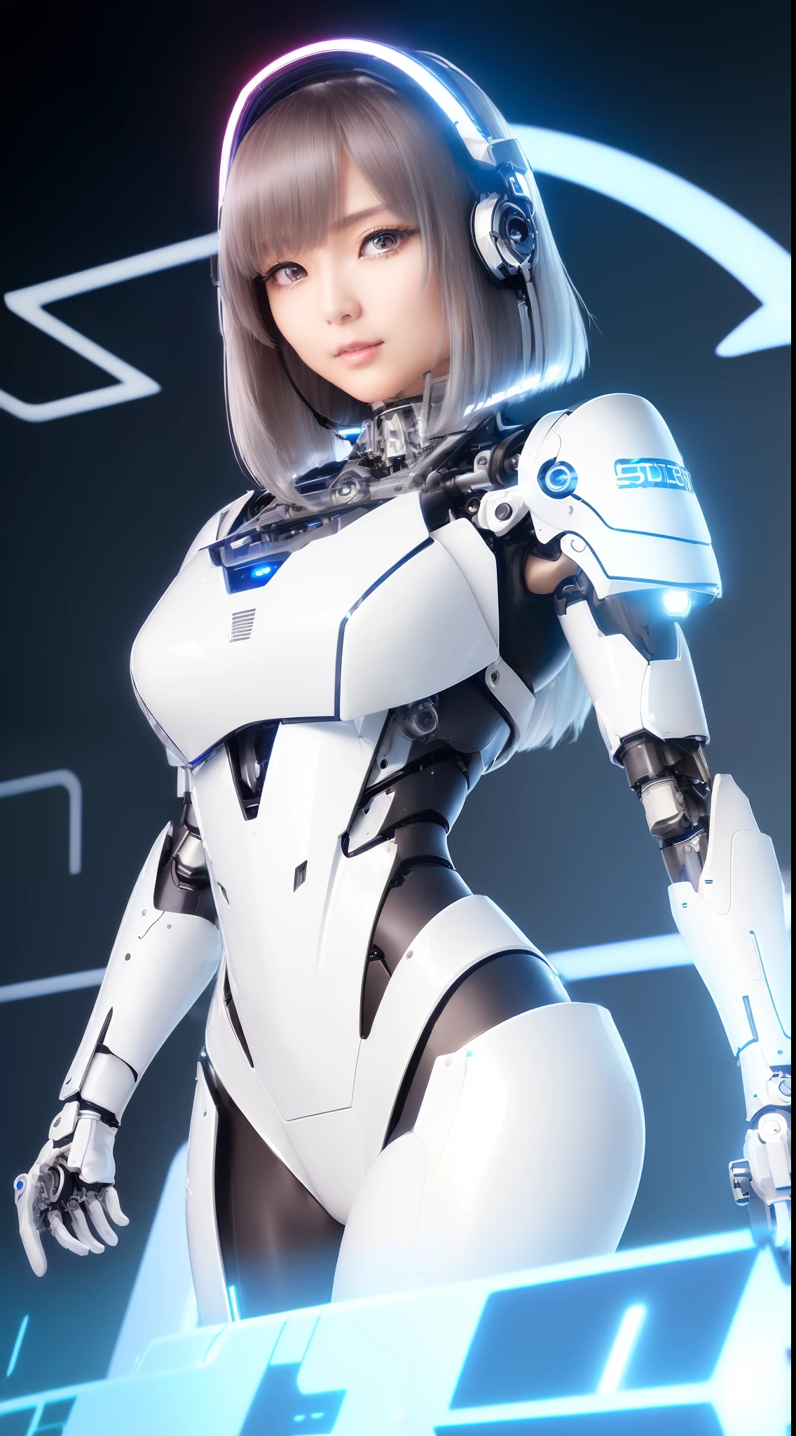 ((masutepiece)), ((top-quality), high quarity、ultra-definition, Realistic, (Ultra-fine face)、fulcolor 、scientific fiction、Beautiful robot police woman、((Cyberpolis))、((Mechanical joints))、Machine body、(((machine components)))、Actuator Joints、White porcelain mechanical armor、(Curvaceous face)、((Ultra detailed eyes))、thin mouth、deadpan、straight haired、(((Electronic substrate)))、Machine Gloves、(Sensor Antenna Headgear)、facing back