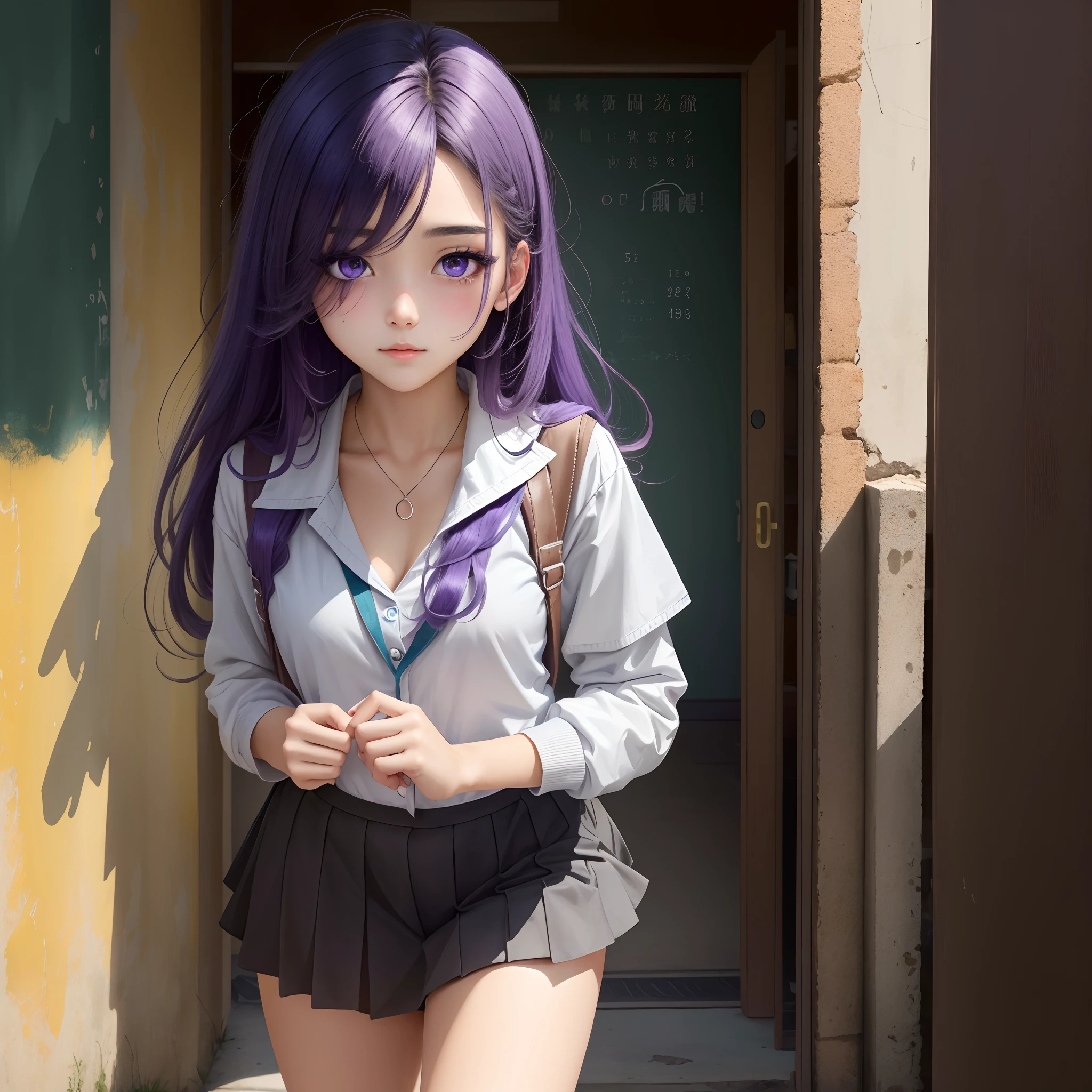 female high-school student Mysterious Purple eye layers-Cut