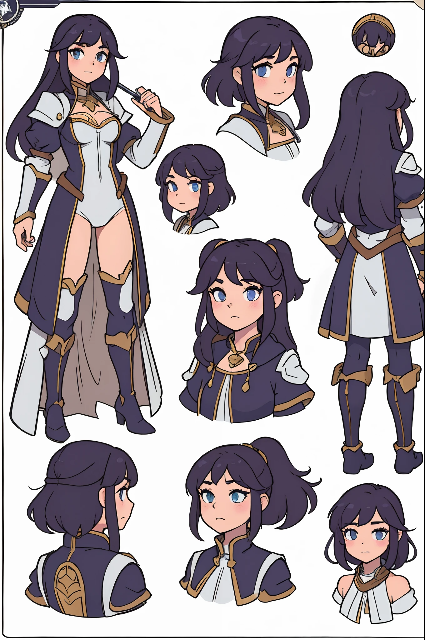 masterpiece, high detailed, fantasy character, best quality, turnaround sheet, character chart, reference sheet, multiple poses, character turnaround sheet, vector, white background
