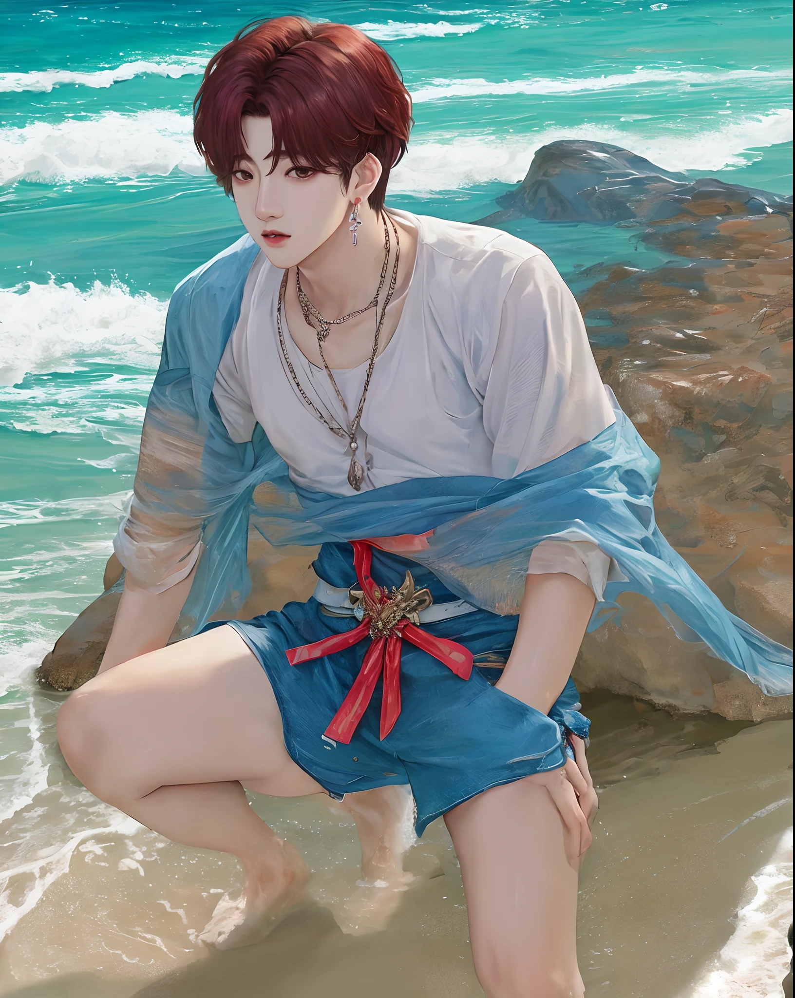 Jungkook do BTS, na praia