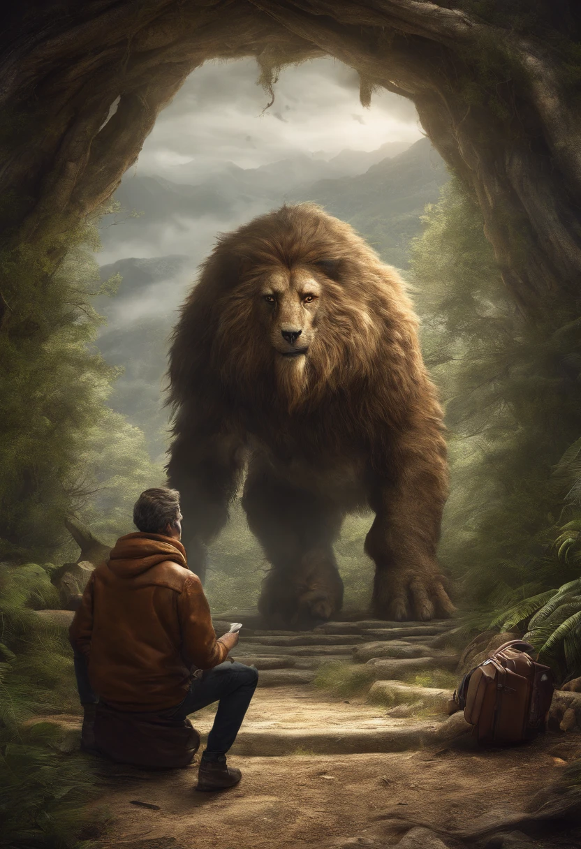 The mysterious beast and the traveler watching it