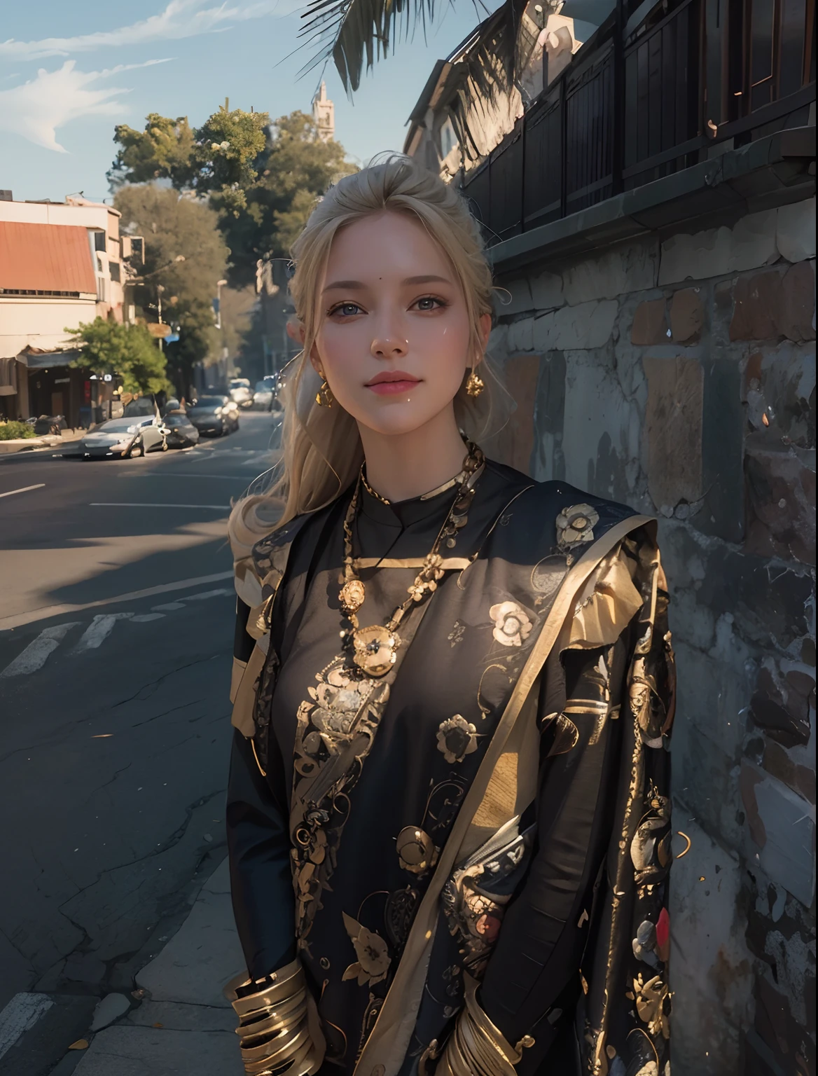 Masterpiece, (Photo brute: 1.2), premier quality, beau, Woman on a crosswalk, sourire, Blonde, casual outfit, very detailed eyes and face, beautiful detailed eyes, huge file size, High resolution, 8k wallpaper, 8K wallpaper with fine details, (photorealism: 1.4),
