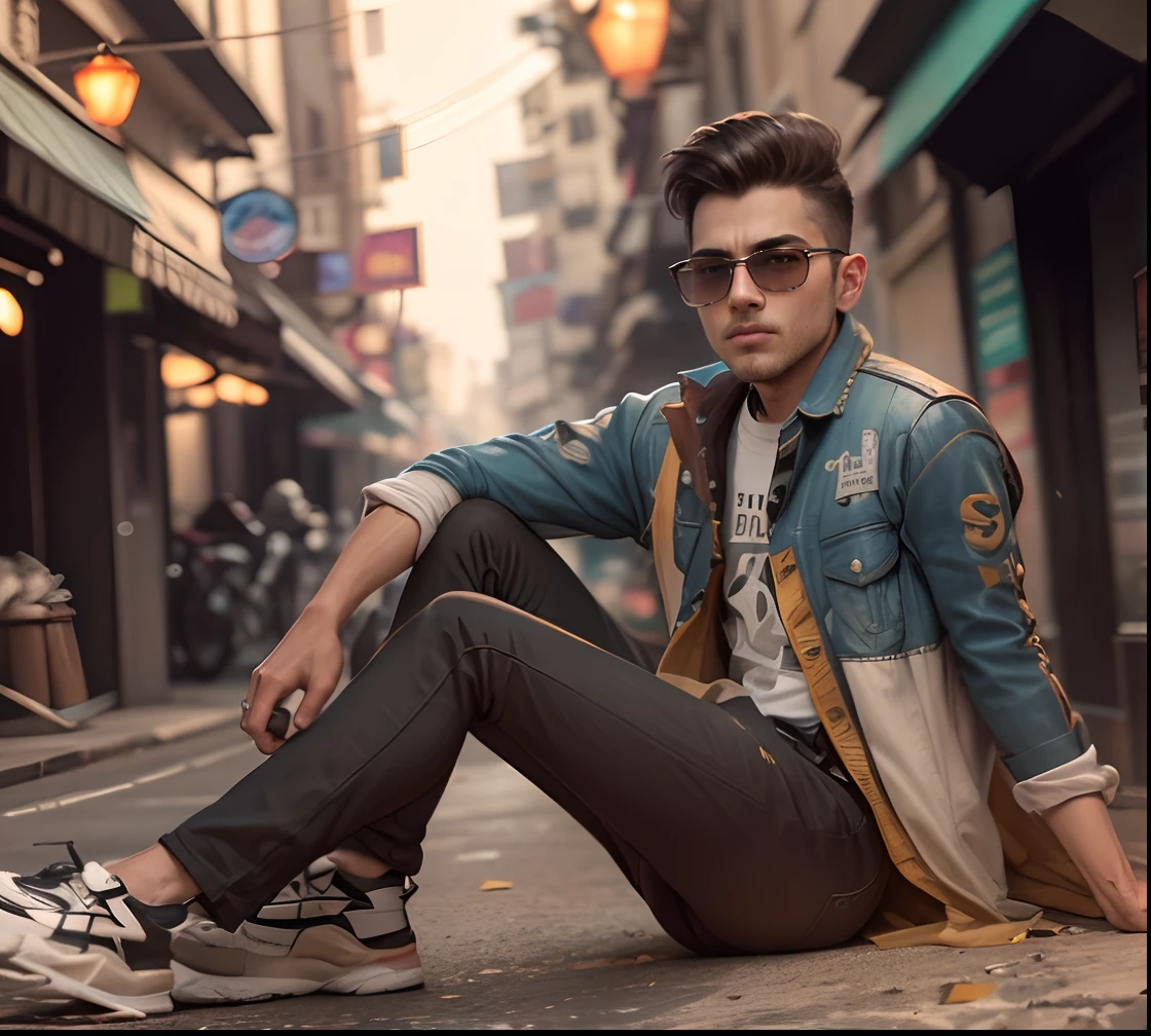 Syberpunk handsome boy, change background, on road, real strick, high details,city, bike,4k ultta hd