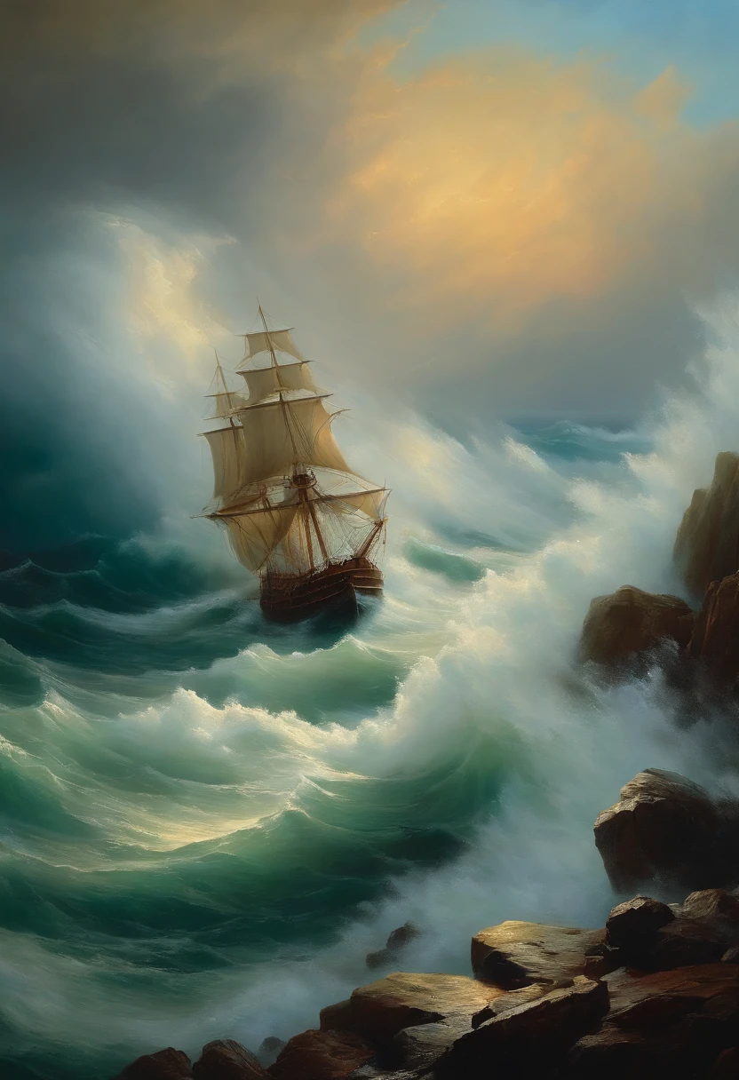 Raging sea in the style of Aivazovsky