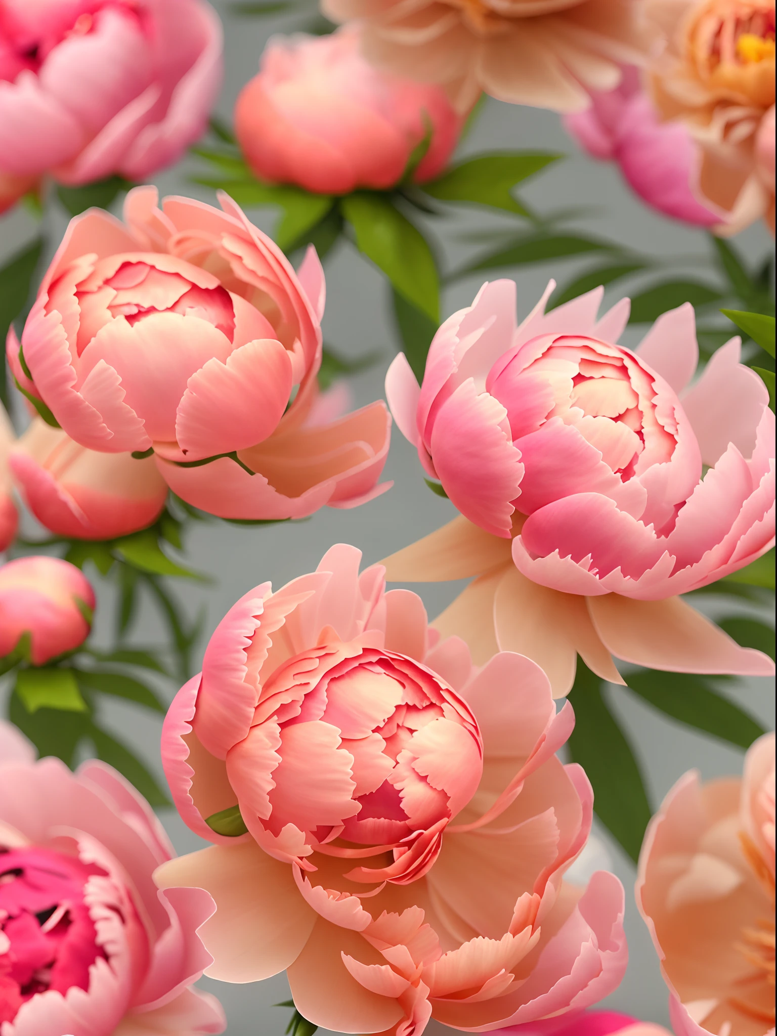((coral peonies close up)), soft, pastel, (extremely detailed, unity 8k,masterpiece, best quality, ultra-detailed),(best illumination, best shadow, an extremely delicate and beautiful), extra, real photo, PSD, lamp film photography, sharp focus, contrast lighting, high resolution 8k, realistic, professional photography, 8k UHD, SLR camera, soft lighting, high quality